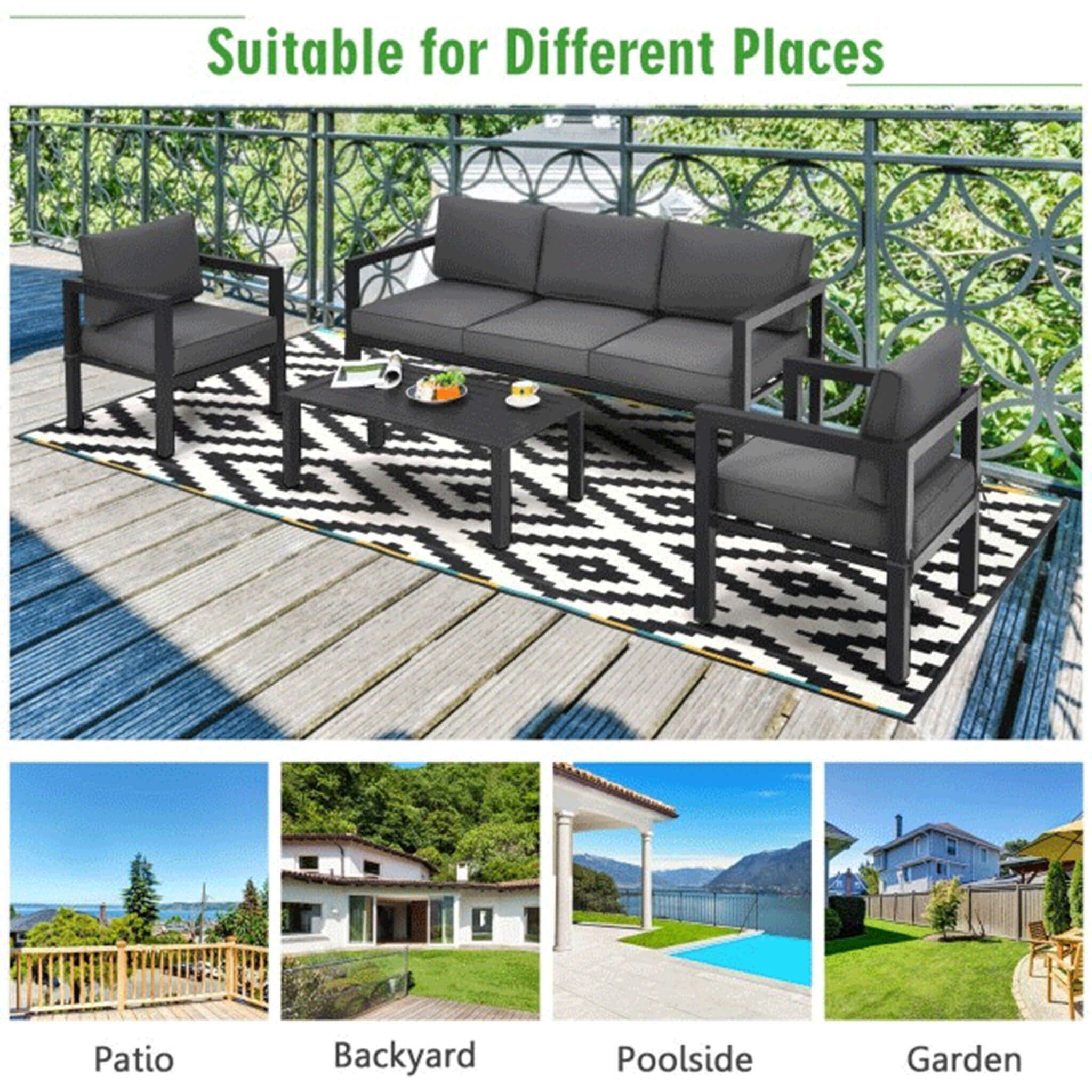 Alora 4-Piece Premium Outdoor Aluminum Furniture Set For Backyard & Poolside (SAK73532) - The Vitality Estate