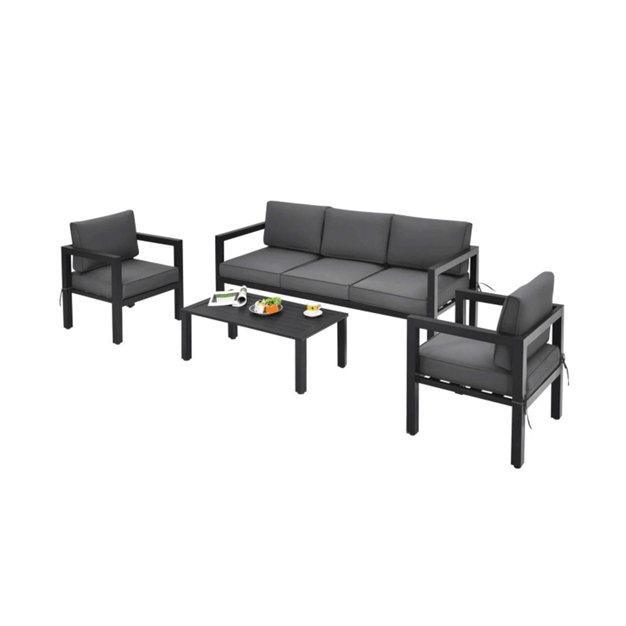 Alora 4-Piece Premium Outdoor Aluminum Furniture Set For Backyard & Poolside (SAK73532) - The Vitality Estate