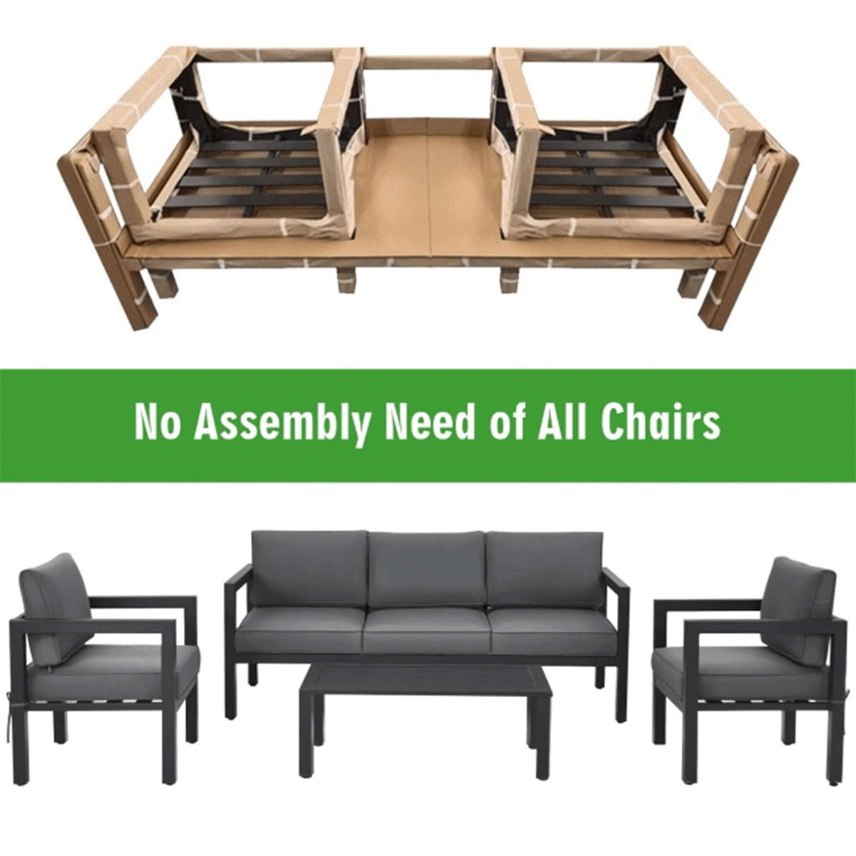 Alora 4-Piece Premium Outdoor Aluminum Furniture Set For Backyard & Poolside (SAK73532) - The Vitality Estate