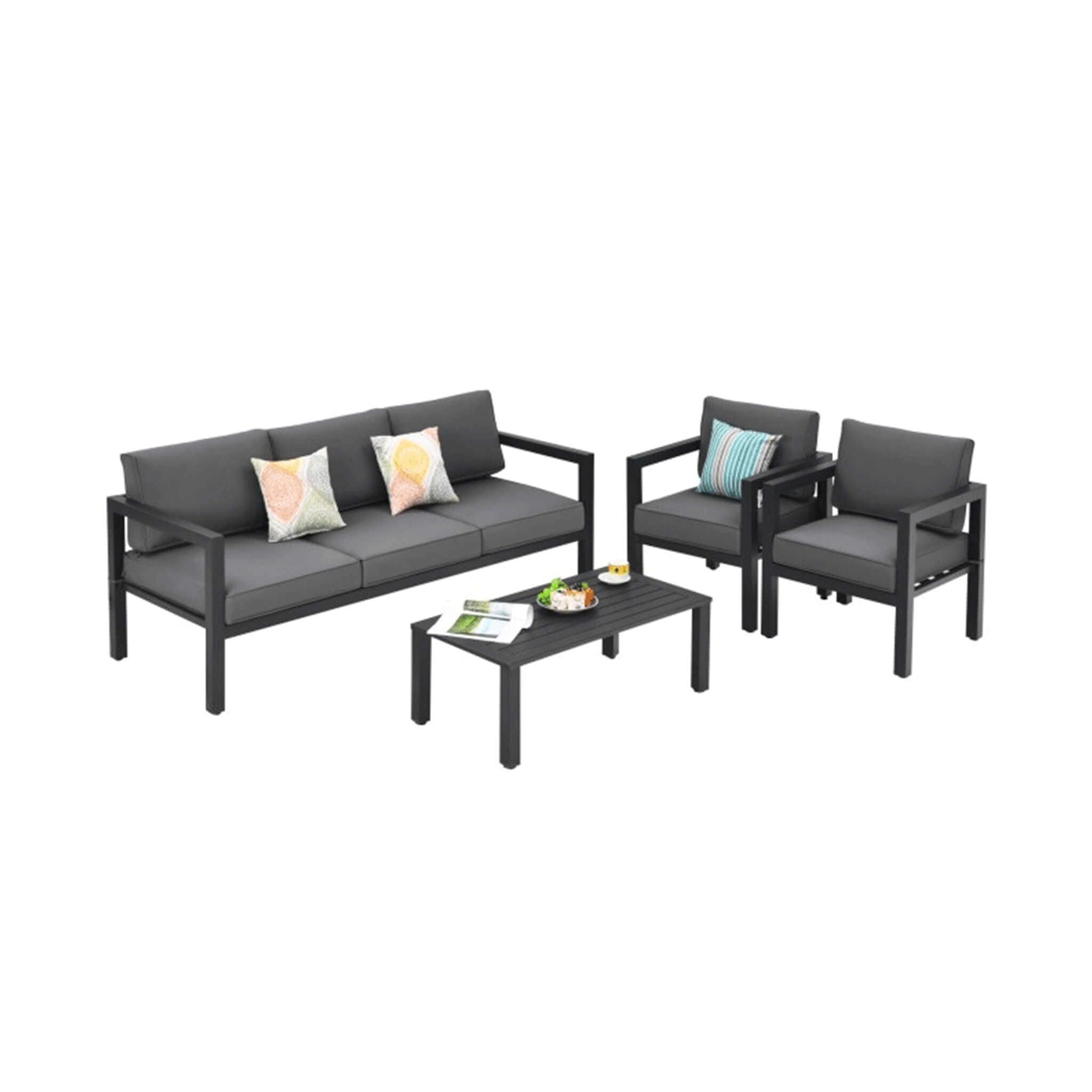 Alora 4-Piece Premium Outdoor Aluminum Furniture Set For Backyard & Poolside (SAK73532) - The Vitality Estate