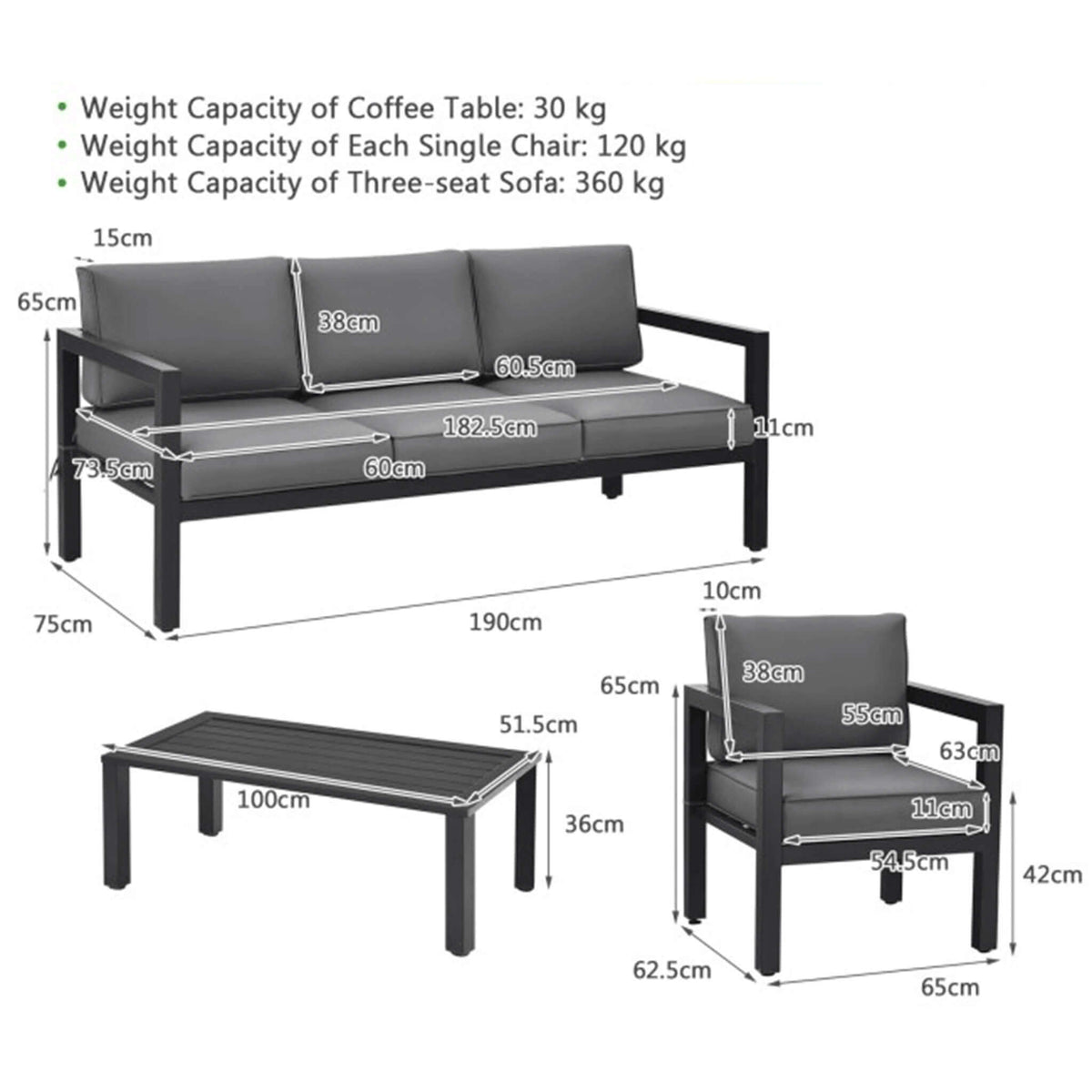 Alora 4-Piece Premium Outdoor Aluminum Furniture Set For Backyard & Poolside (SAK73532) - The Vitality Estate