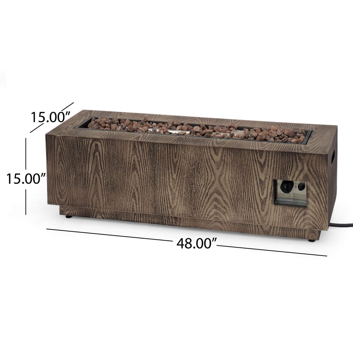 Alora 48-Inch Modern 50K BTU Outdoor Rectangular Propane Gas Fire Pit With Lava Rocks (SAK82521) - The Vitality Estate