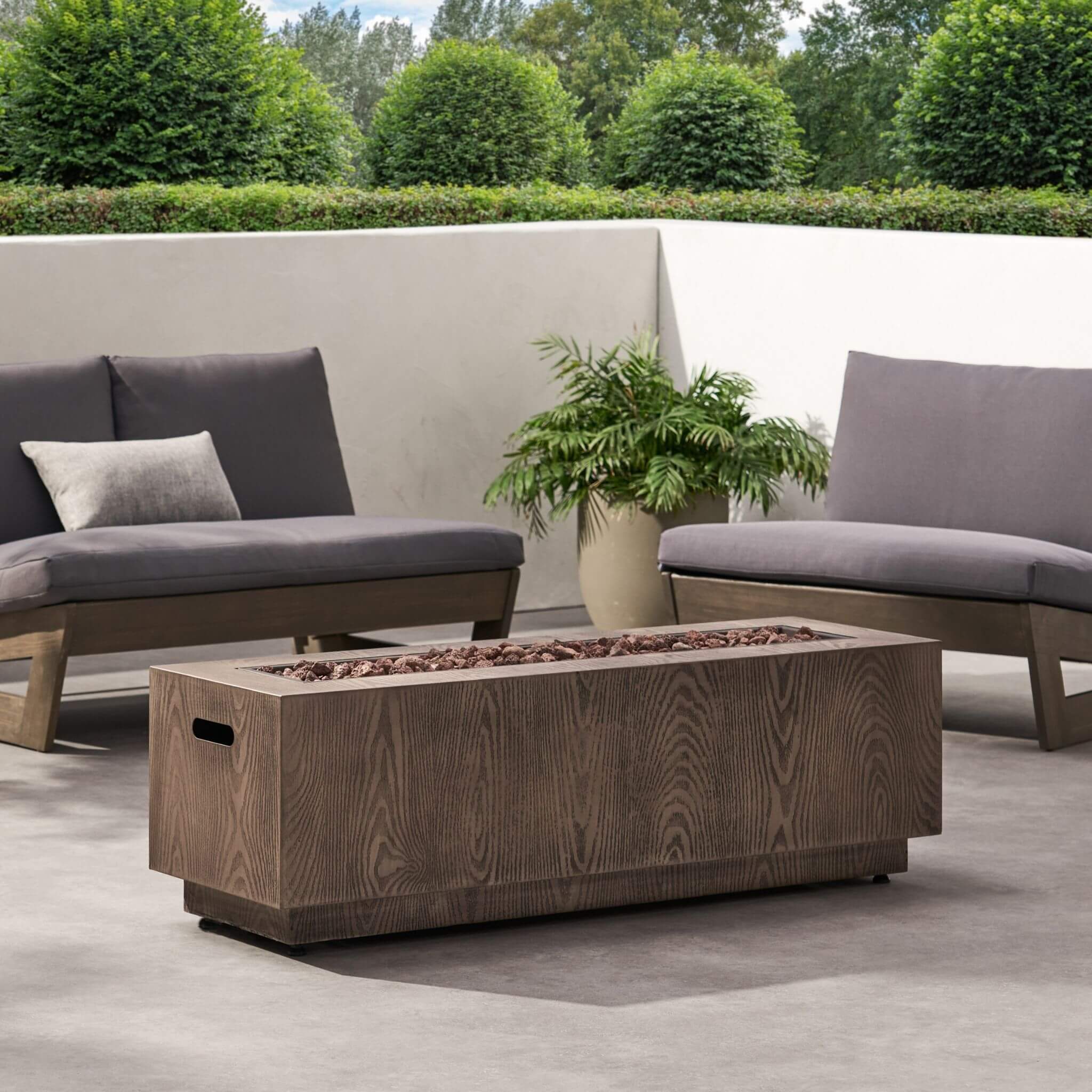 Alora 48-Inch Modern 50K BTU Outdoor Rectangular Propane Gas Fire Pit With Lava Rocks (SAK82521) - The Vitality Estate