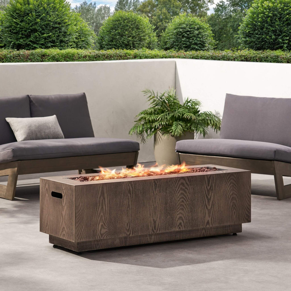 Alora 48-Inch Modern 50K BTU Outdoor Rectangular Propane Gas Fire Pit With Lava Rocks (SAK82521) - The Vitality Estate