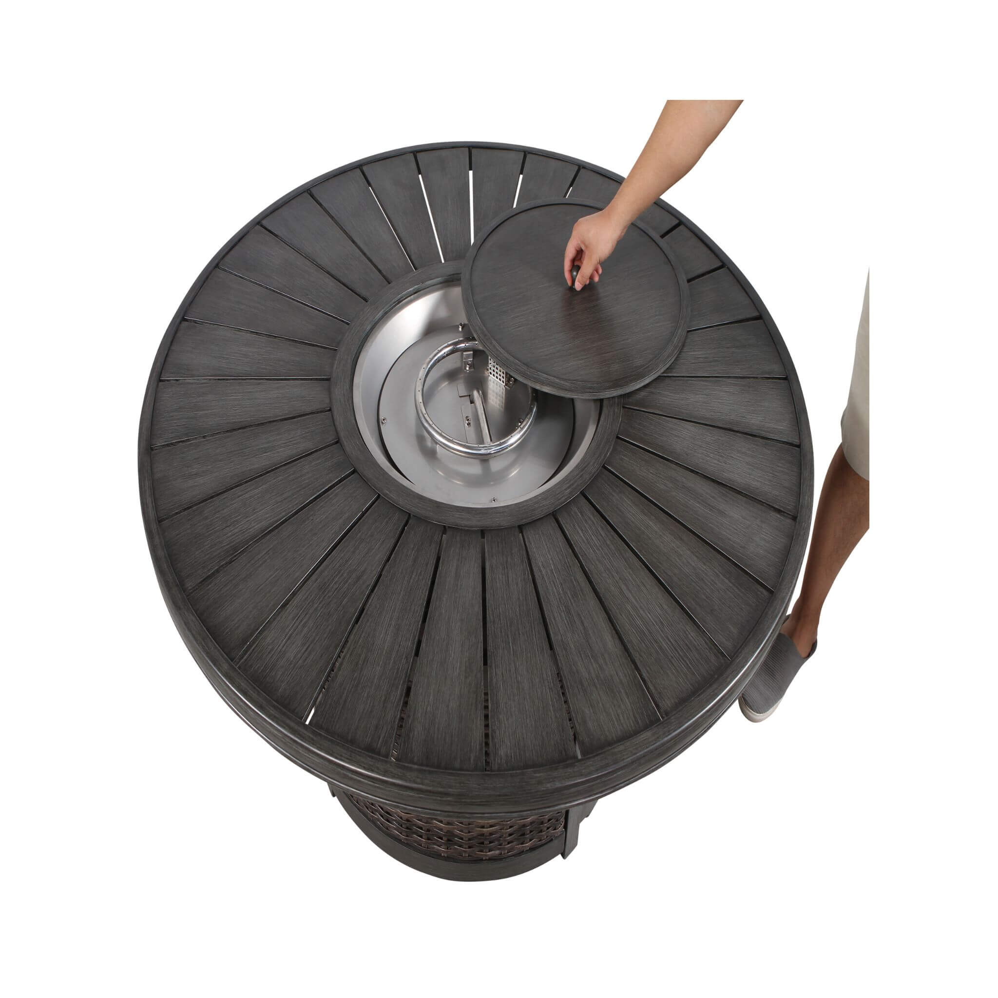 Alora 52-Inch Propane Fire Pit Wicker Table With Aluminum Top (SAK28510)