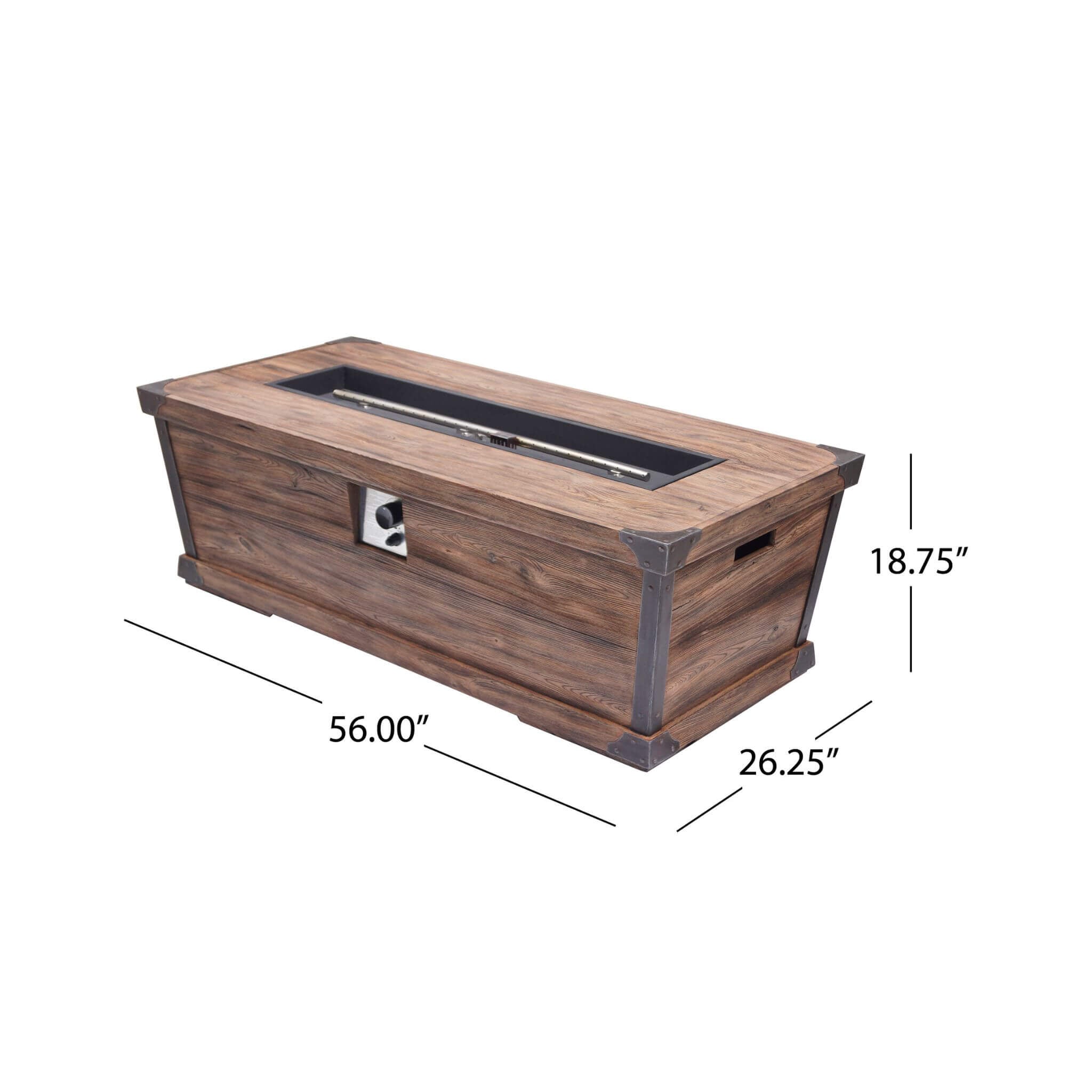 Alora 56-Inch Outdoor 50K BTU Wood Pattern Rectangle Gas Burning Fire Pit (SAK43681) - The Vitality Estate