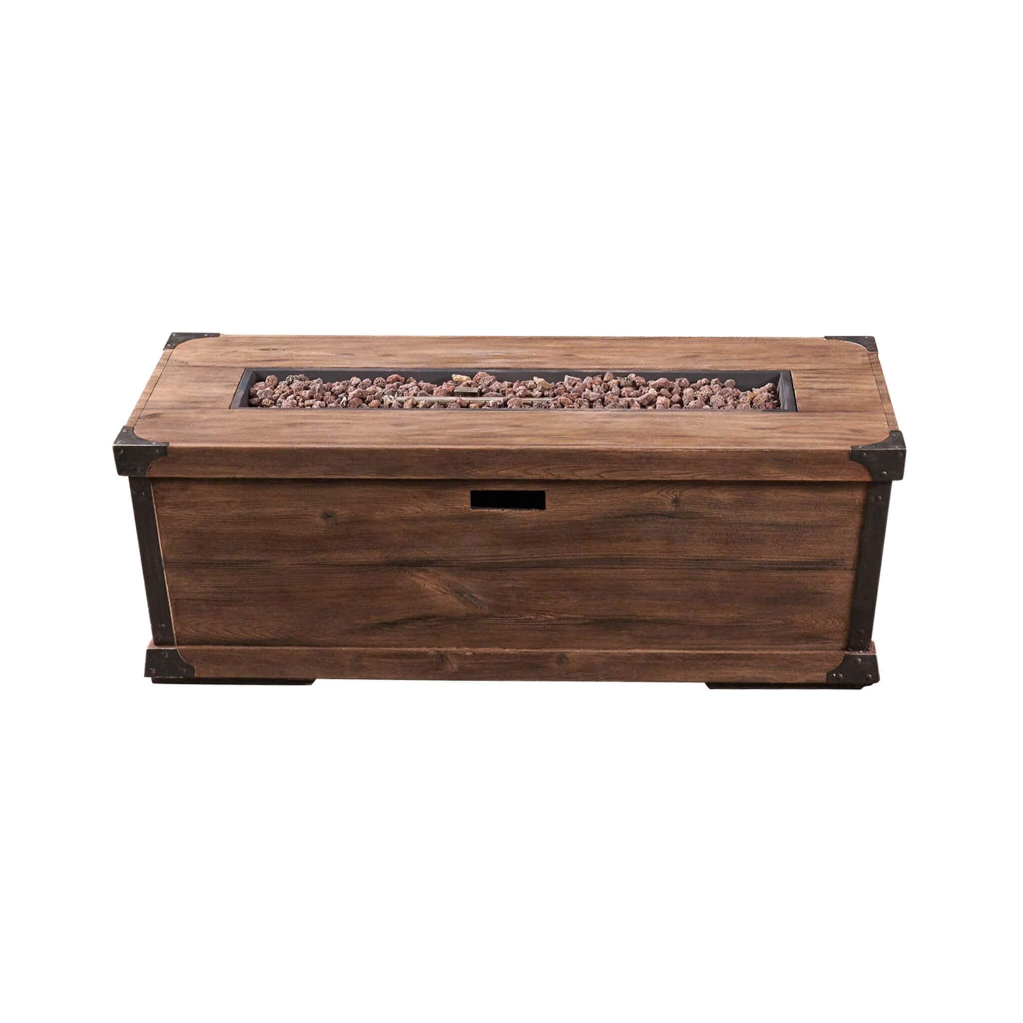 Alora 56-Inch Outdoor 50K BTU Wood Pattern Rectangle Gas Burning Fire Pit (SAK43681) - The Vitality Estate