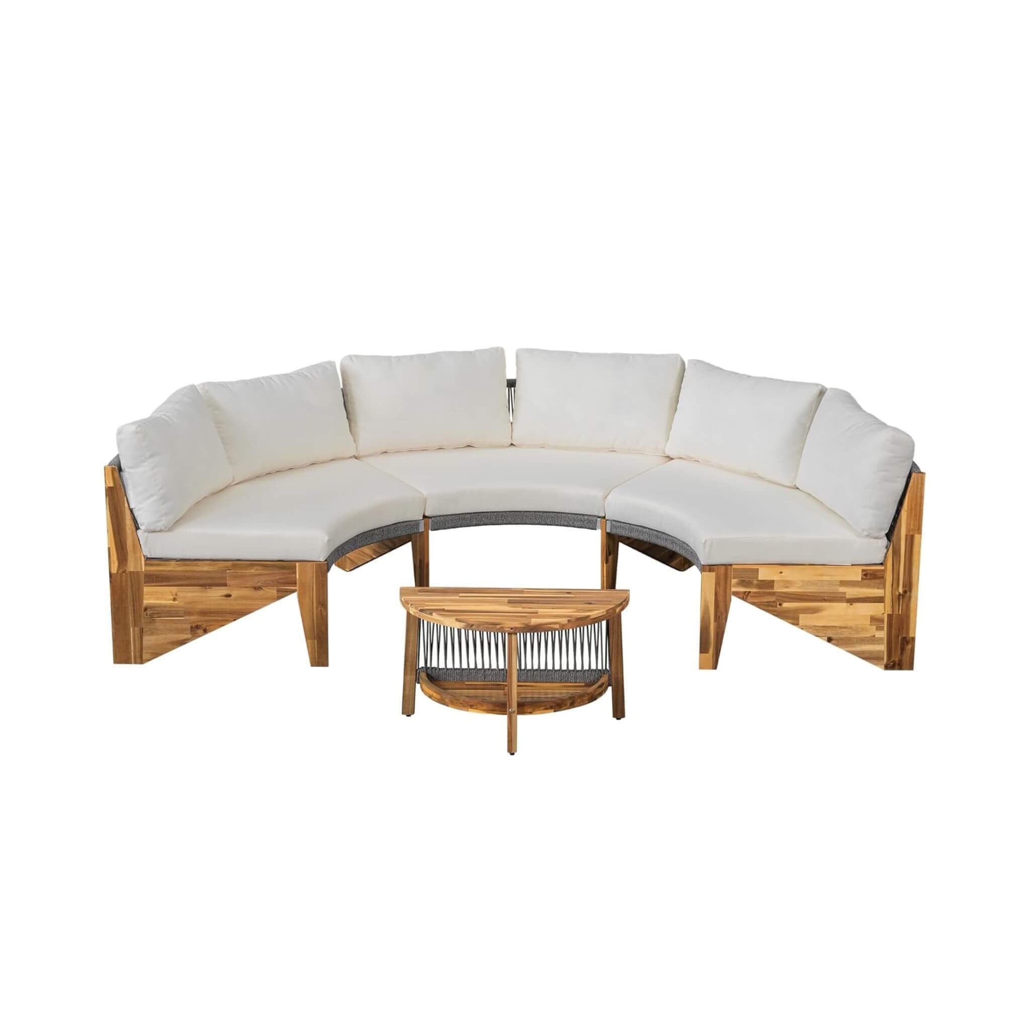 Alora 6-Person Half Moon Beige Patio Sectional Set With Cushions And Table (SAK61928) - The Vitality Estate
