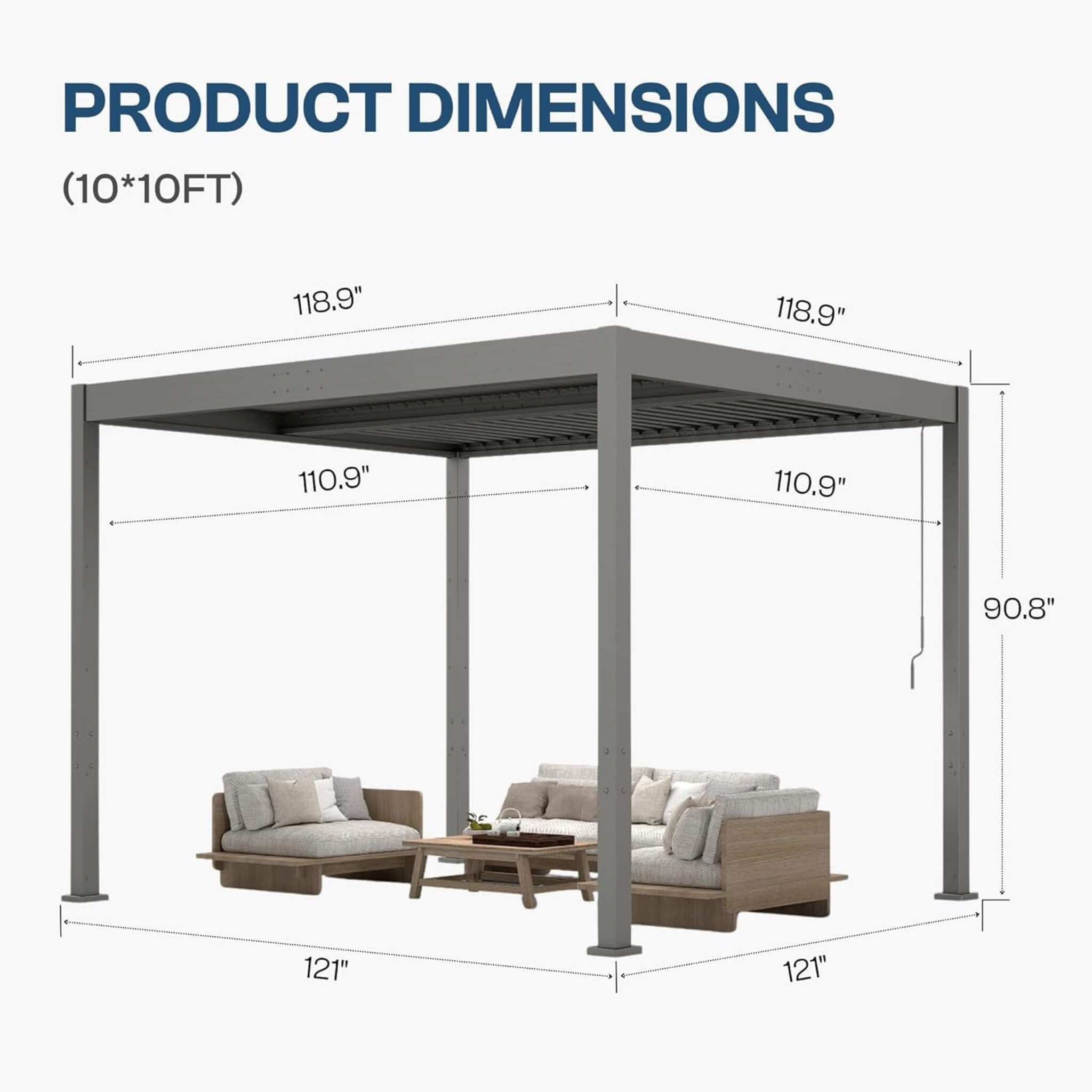 Alora Aluminum Louvered Pergola Kit With Adjustable Roof & Drainage (SAK94316) - The Vitality Estate