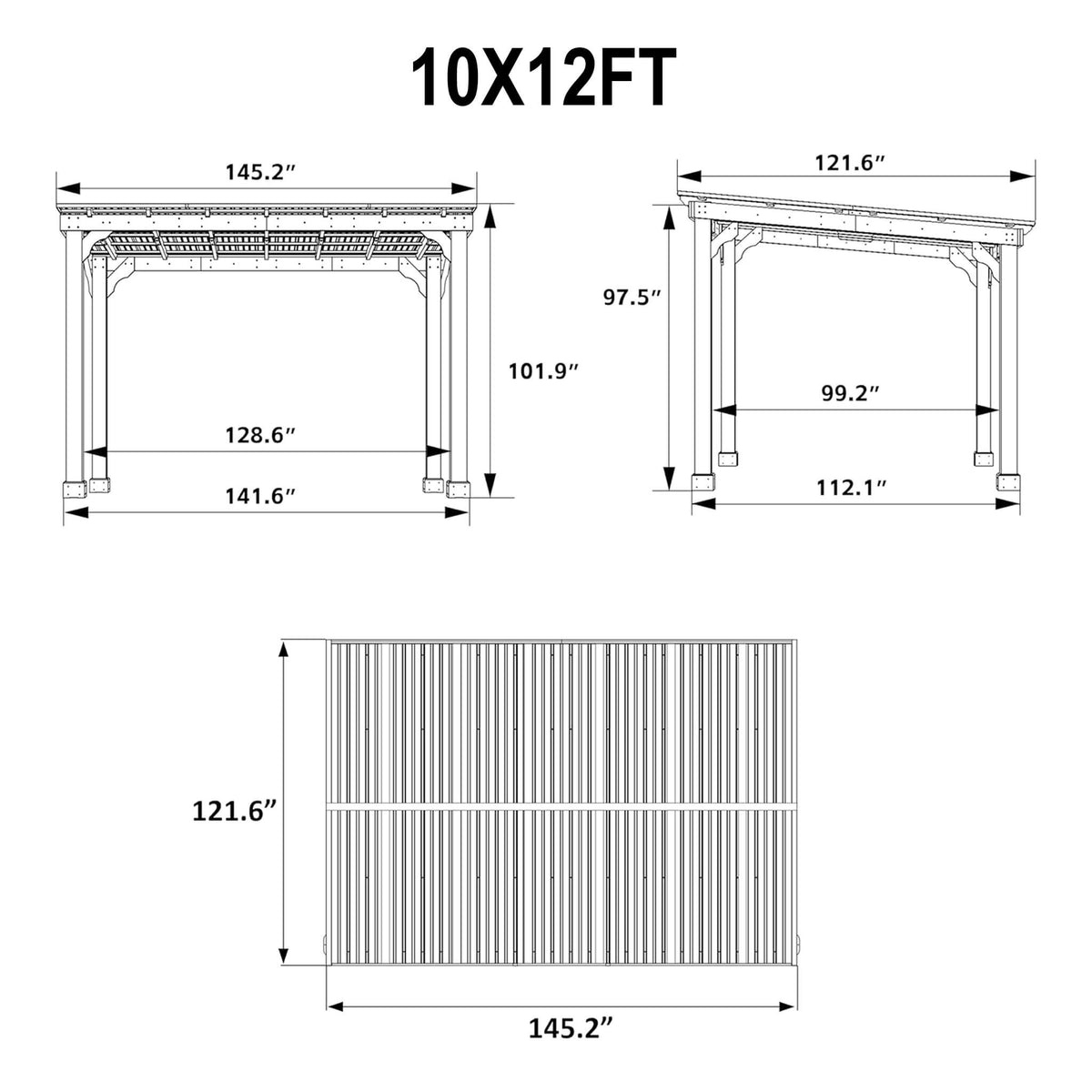 Alora Heavy-Duty Premium Wooden Grill Gazebo With Sloped Metal Roof (SAK61583) - The Vitality Estate