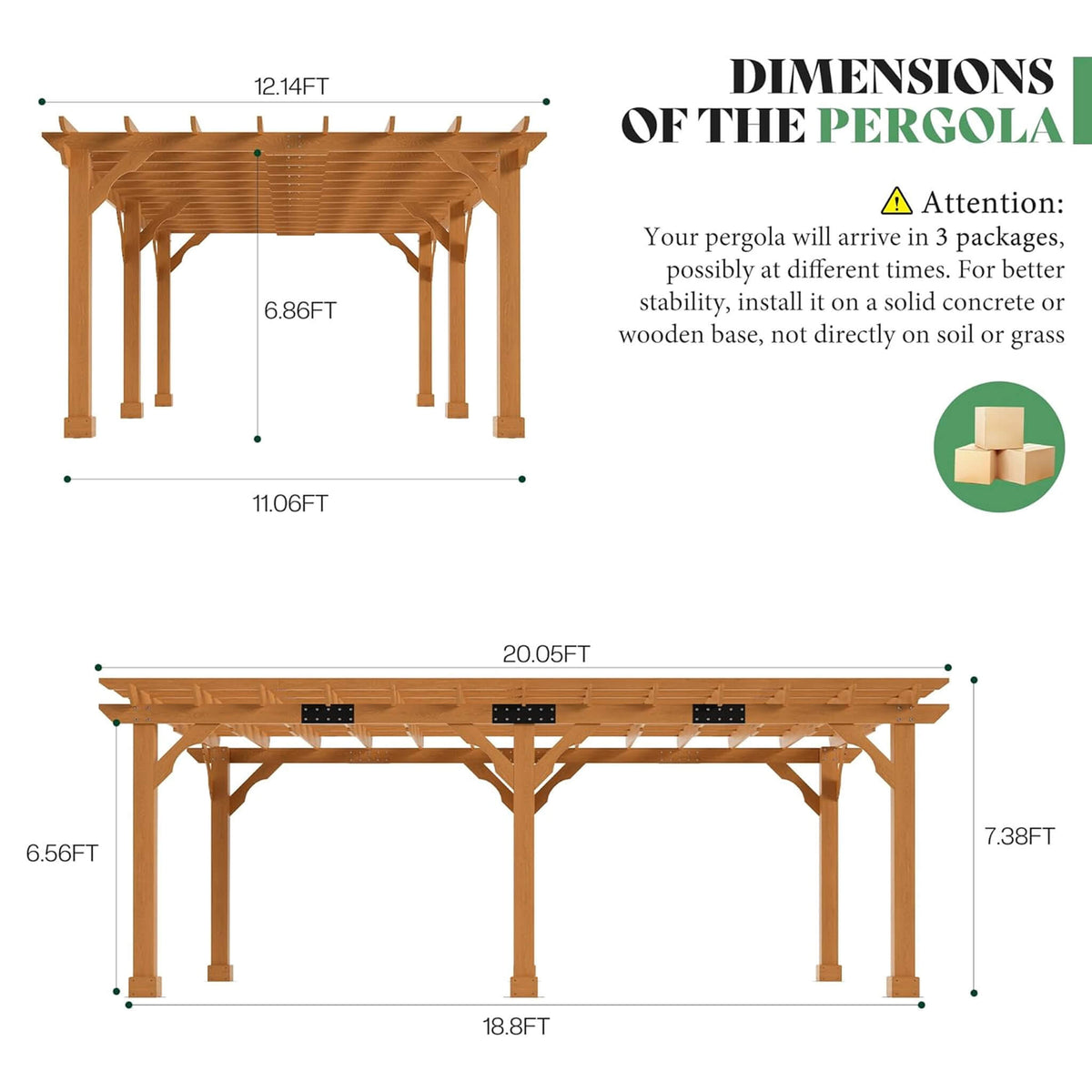 Alora Large Outdoor Cedar Wood Pergola Kit With Slatted Roof (SAK31064) - The Vitality Estate