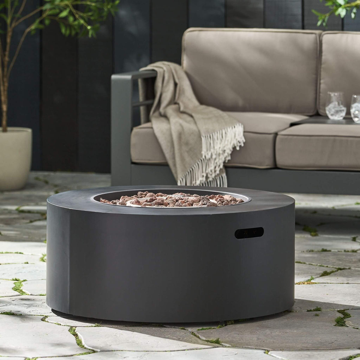 Alora Modern 32-Inch 40K BTU Round Iron Propane Fire Pit (SAK29102) - The Vitality Estate