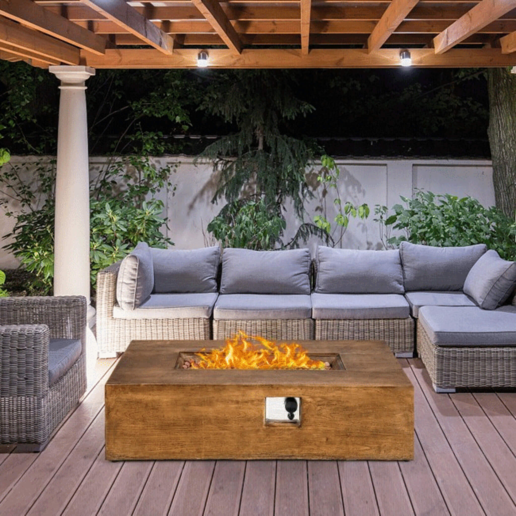 Alora Outdoor Propane Gas Fire Pit Table W/ Lava Rocks & Cover, 50K BTU (SAK94436) - The Vitality Estate