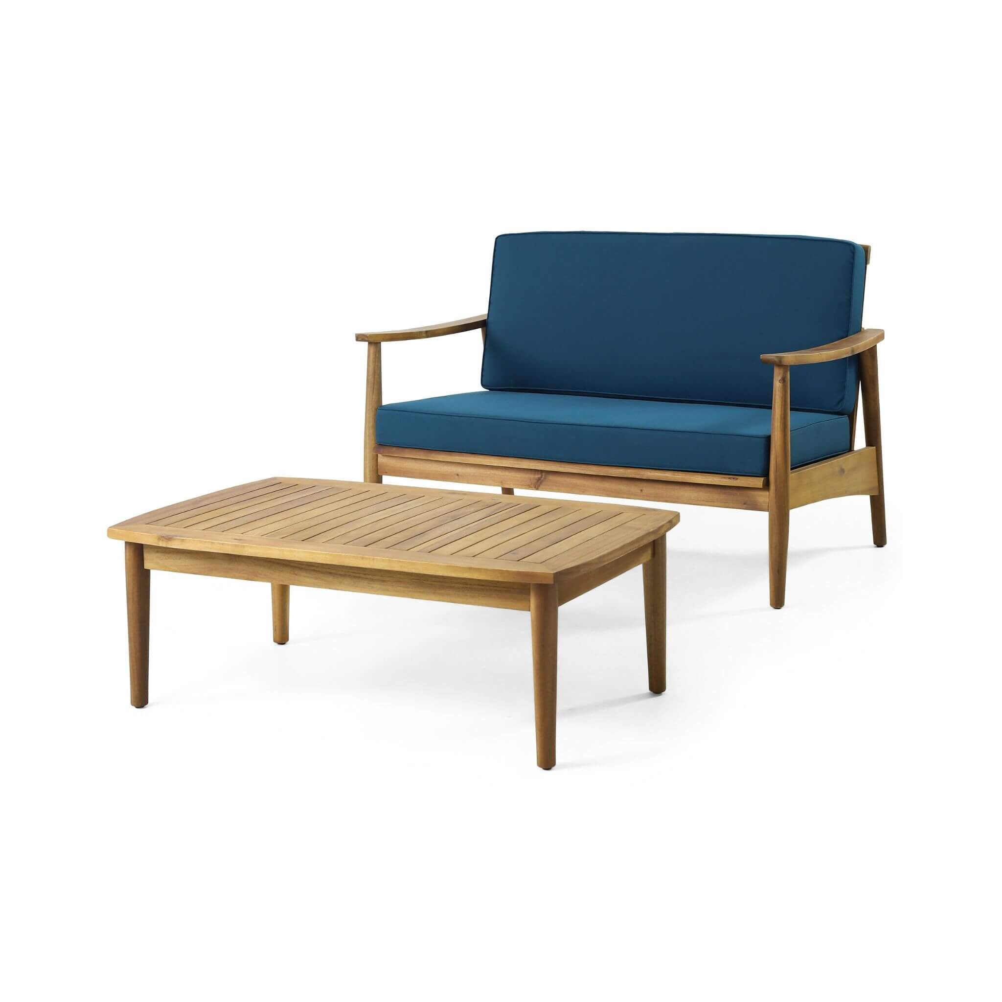 Alora Premium 4-Piece Wooden Outdoor Patio Conversation Seating Set With Cushions (SAK31469) - The Vitality Estate