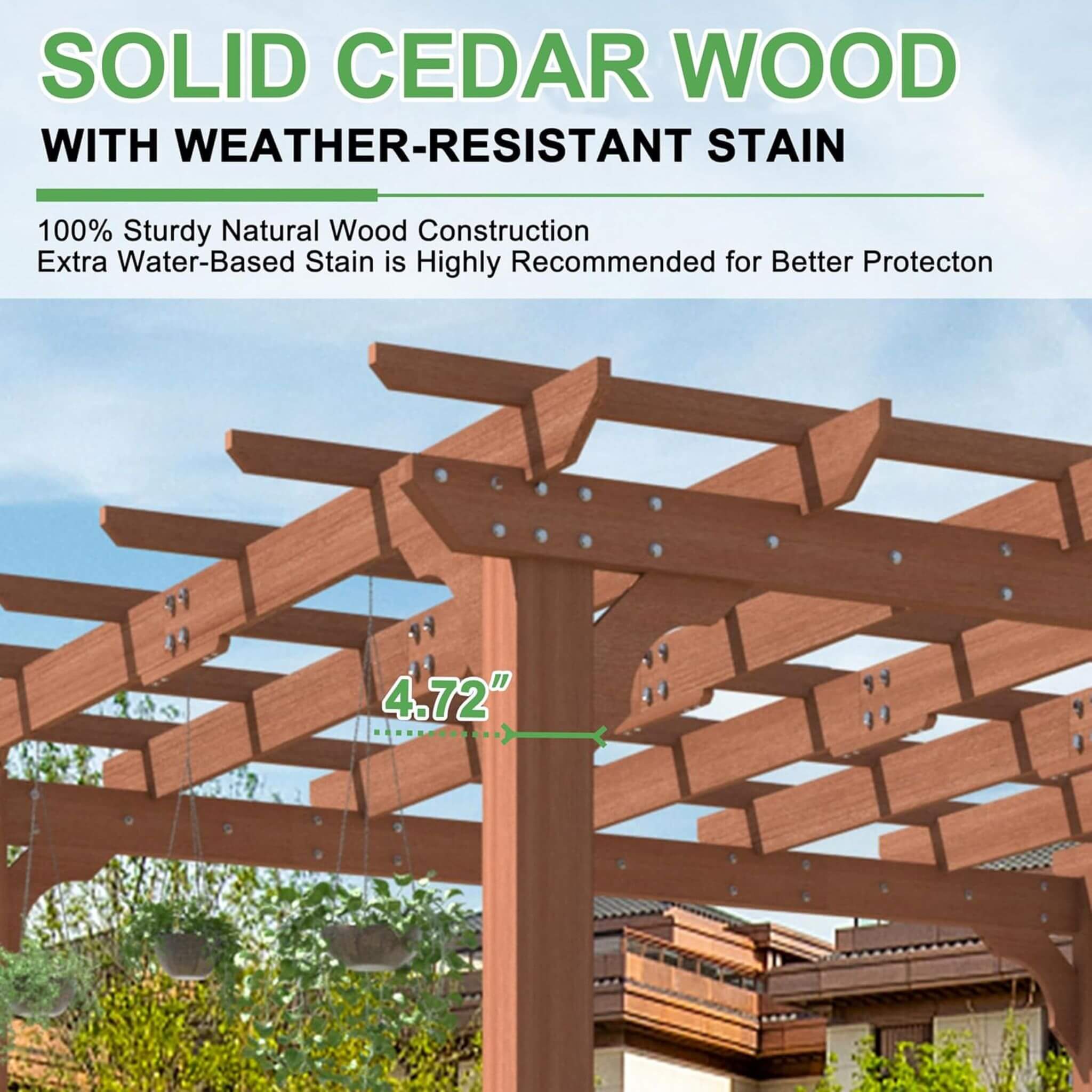 Alora Premium Outdoor Cedar Wood Pergola With Slatted Roof (SAK87024) - The Vitality Estate