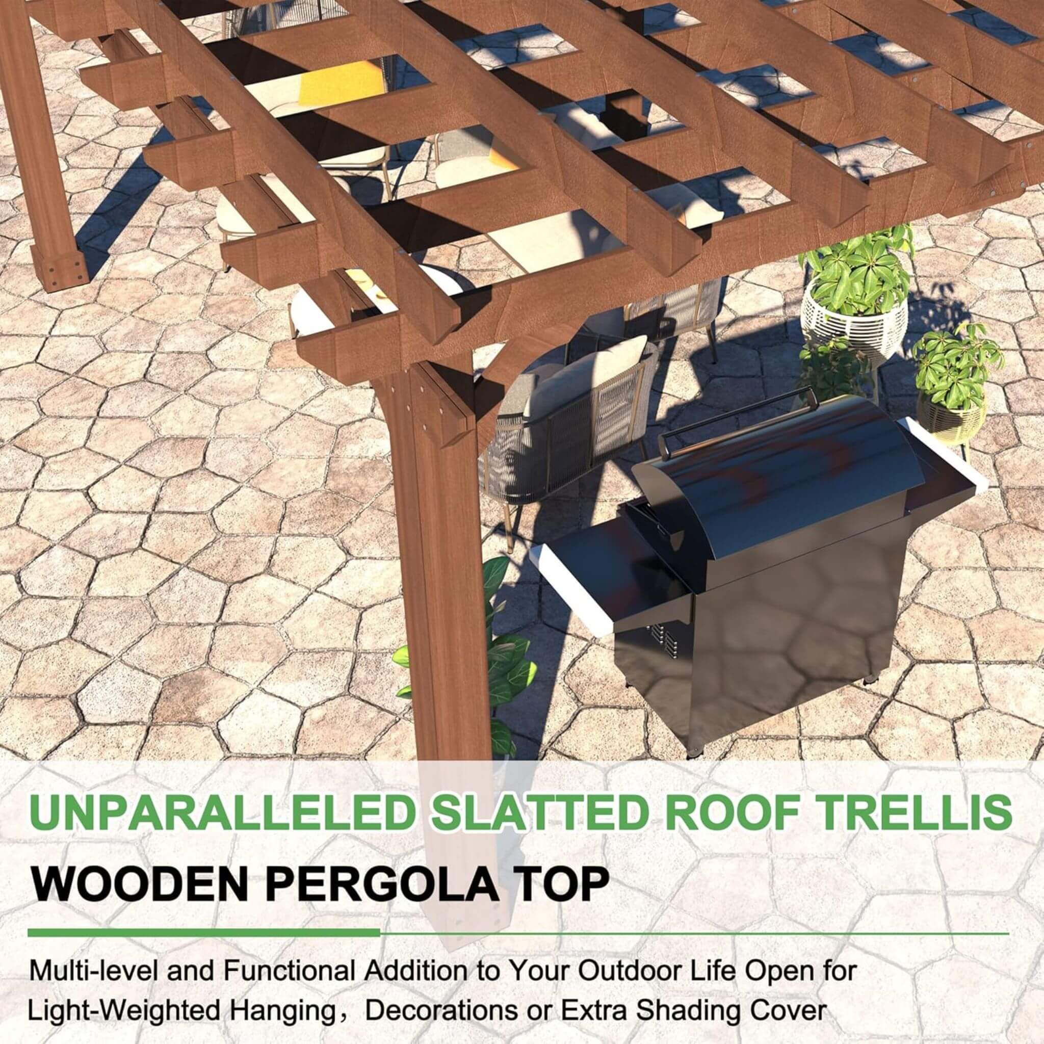 Alora Premium Outdoor Cedar Wood Pergola With Slatted Roof (SAK87024) - The Vitality Estate