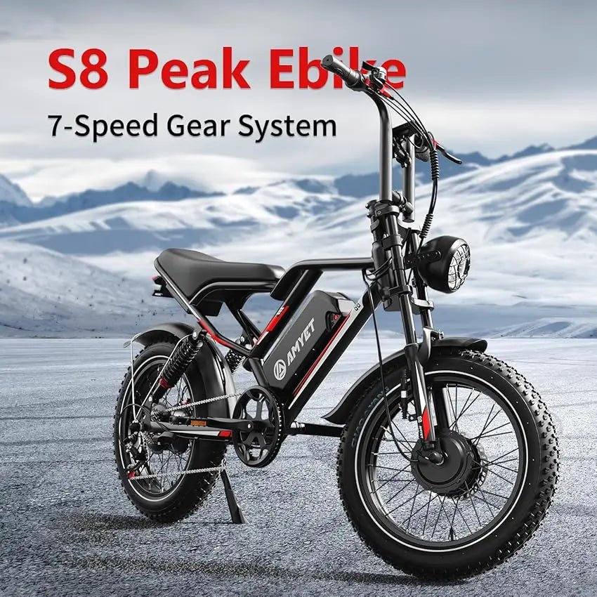 AMYET S8 Adults Electric Bike 2000W Dual Motor Bicycle 48V 25AH Battery 20" Ebike Electric E Bikes Mountain Moped Ebikes - The Vitality Estate