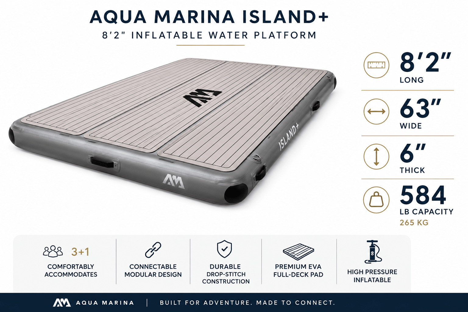 Aqua Marina ISLAND+ 8'2" Inflatable Water Platform - The Vitality Estate