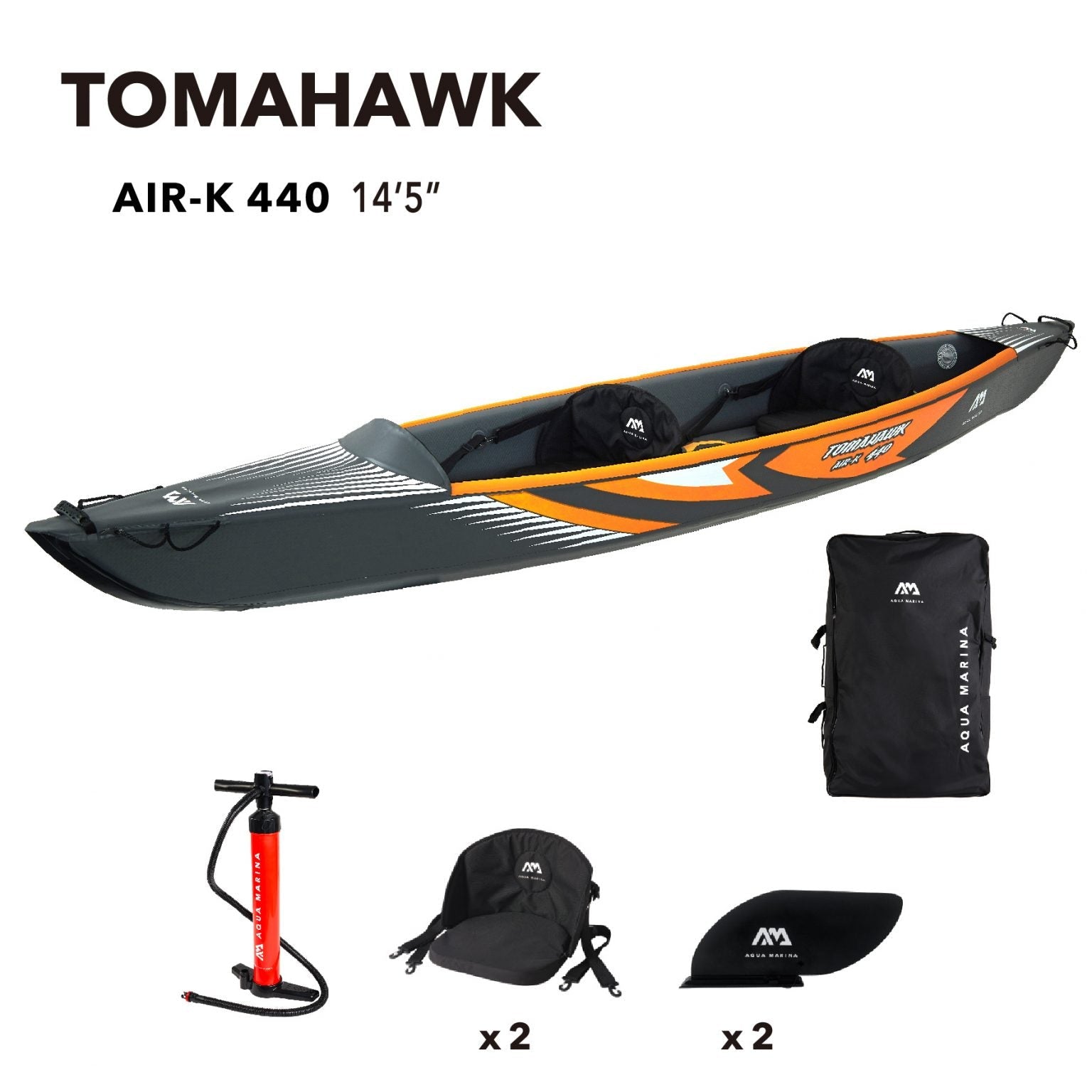 Aqua Marina TOMAHAWK AIR-K 14'5" Inflatable High Pressure Speed Kayak / Canoe - The Vitality Estate