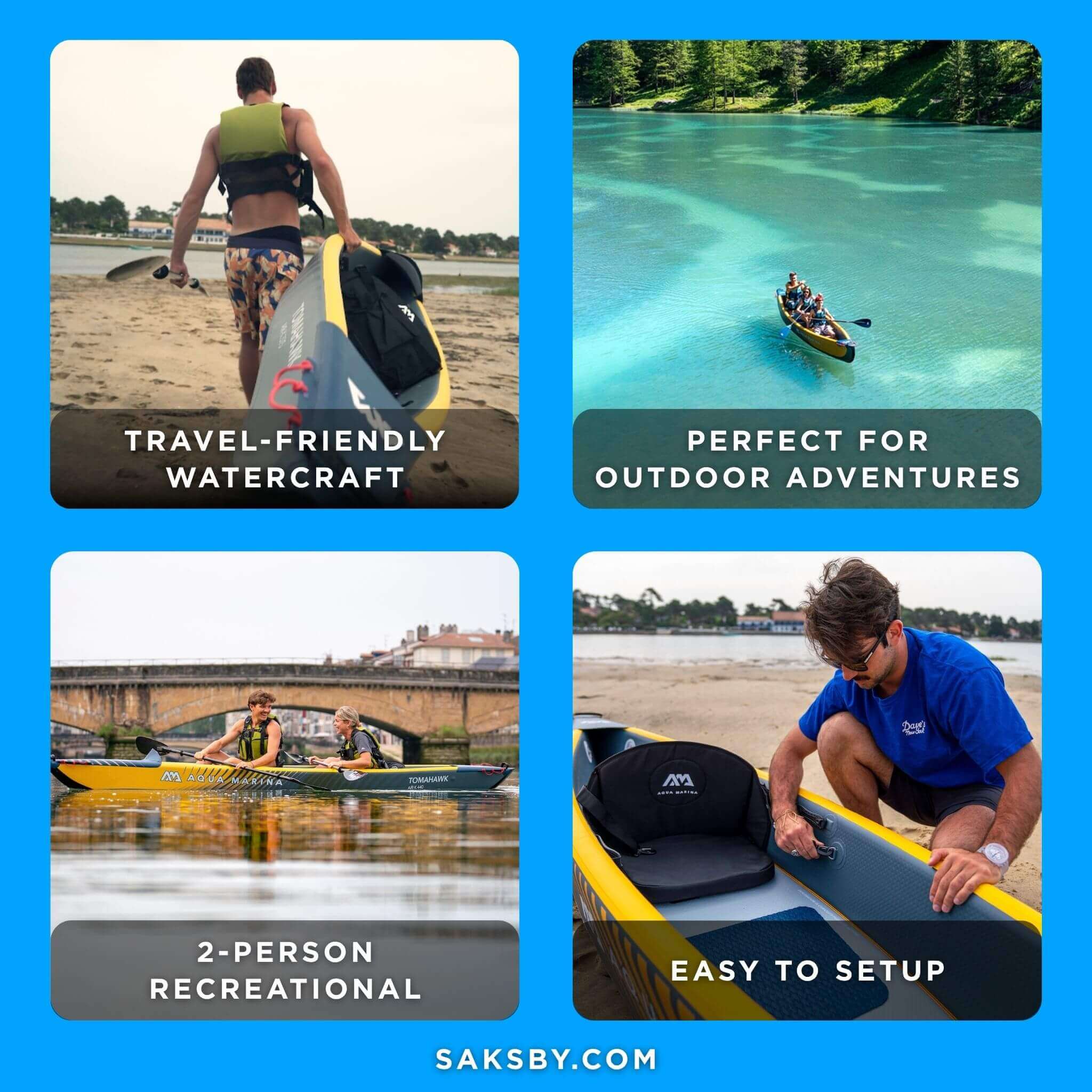 Aqua Marina Tomahawk AIR-K 440 14FT 2-Person High-Pressure Speed Inflatable Kayak [Paddle Excluded] [AIR-K440] (SAK31482) - The Vitality Estate