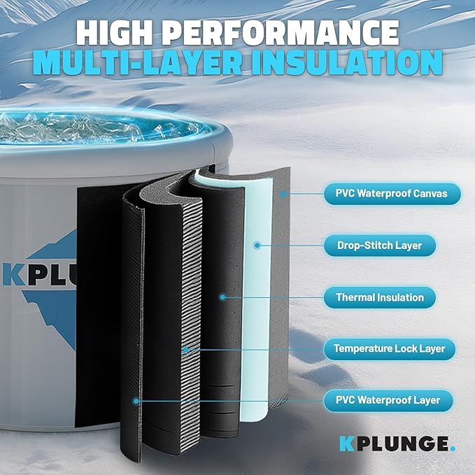 Arctic Fox 39" 1-Person Inflatable Cold Plunge Ice Bath or Hot Tub with 1 HP Chiller and Heater, PVC Insulated Lid, Hand Pump, Repair Kit, 88-Gallon Capacity, Indoor/Outdoor Tub – Gray - The Vitality Estate