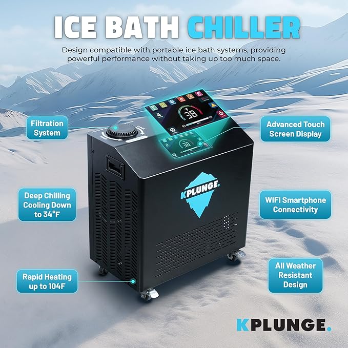 Arctic Fox 39" 1-Person Inflatable Cold Plunge Ice Bath or Hot Tub with 1 HP Chiller and Heater, PVC Insulated Lid, Hand Pump, Repair Kit, 88-Gallon Capacity, Indoor/Outdoor Tub – Gray - The Vitality Estate