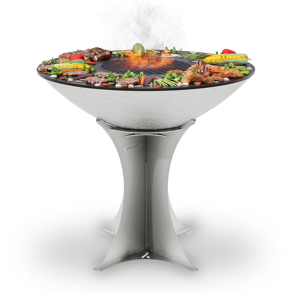 Arteflame 40″ Platinum Series — Stainless Fire Bowl Flat-Top Grill with Euro Base (Stainless or Powder-Coated Black) - The Vitality Estate