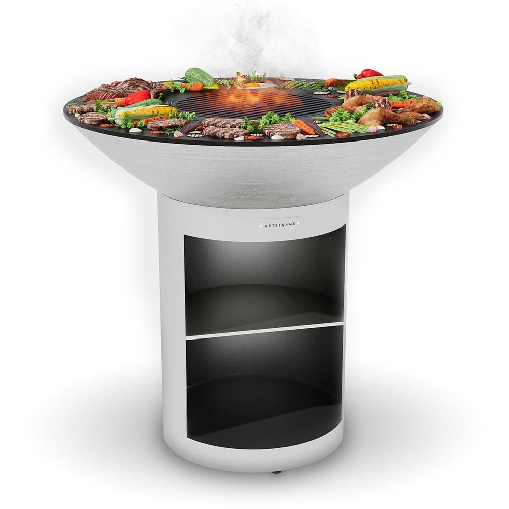 Arteflame 40″ Platinum Series — Stainless Fire Bowl Flat-Top Grill with Storage Base - The Vitality Estate