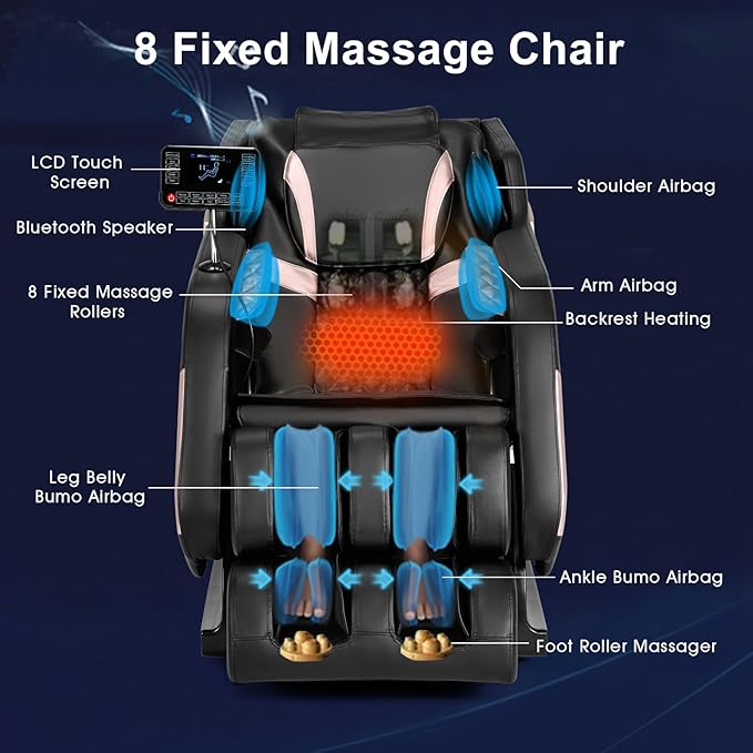 Artist hand Massage Chair Full Body, Zero Gravity Massage Chair Shiatsu Massage Recliner with 5 Auto Modes, Back & Upper Legs Heating, Bluetooth Speakers, Calfrest Extension, Airbags, Foot Rollers - The Vitality Estate
