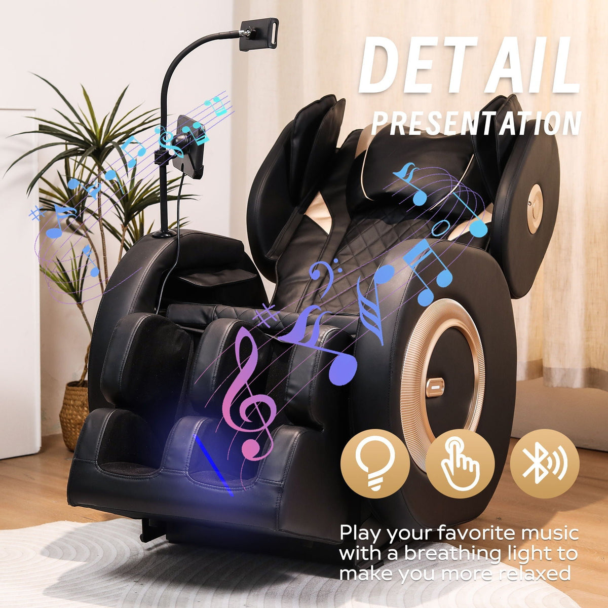 Automatic Massage Chair Recliner With Zero Gravity And Full Body Air Pressure - Black - The Vitality Estate