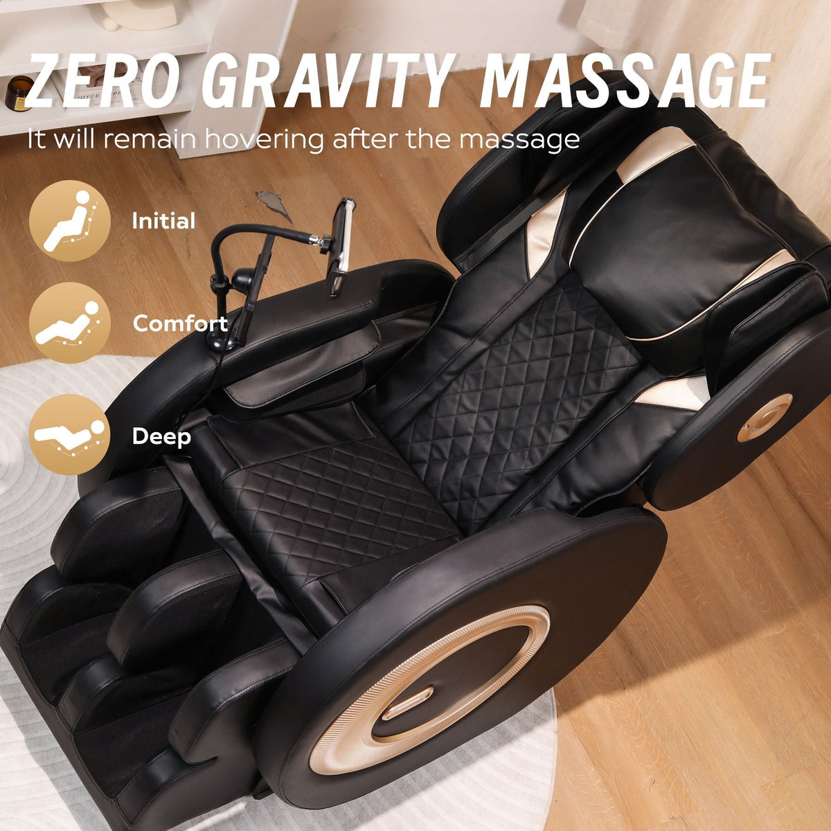 Automatic Massage Chair Recliner With Zero Gravity And Full Body Air Pressure - Black - The Vitality Estate