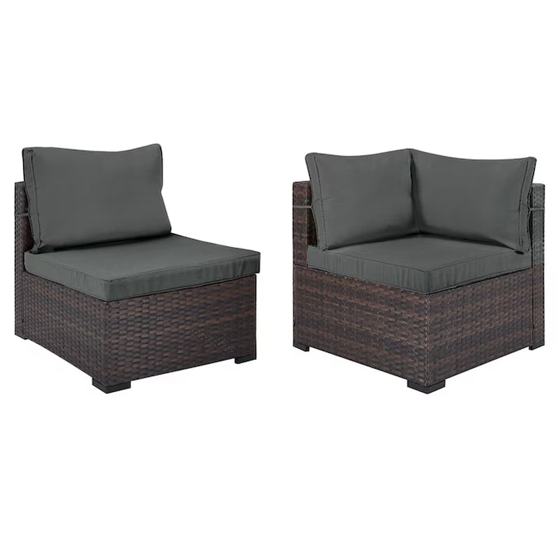 7 -Piece Rattan Patio Conversation Set with Green Cushions