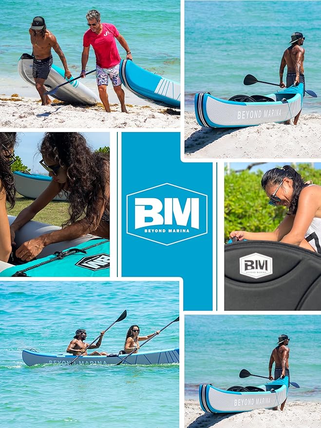 BEYOND MARINA Inflatable Kayak 1 & 2 & 3 Person Adult- Full Drop Stitch Kayak with Aluminum Paddles, Seats, Footrests, Pump, Fins - The Vitality Estate