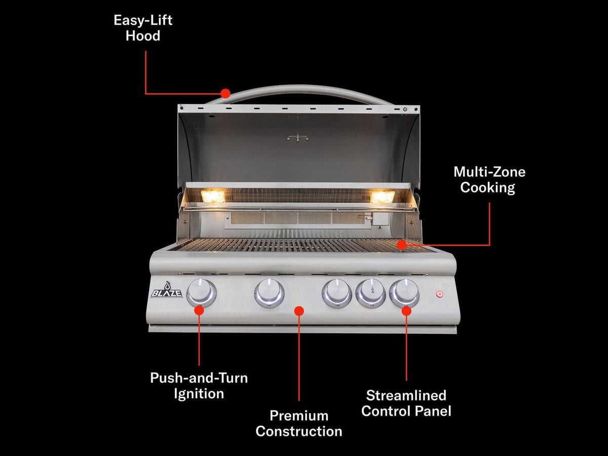 Blaze LTE+ 32-Inch 4-Burner Freestanding Gas Grill with Lift-Assist Hood and Rear Infrared Burner - The Vitality Estate