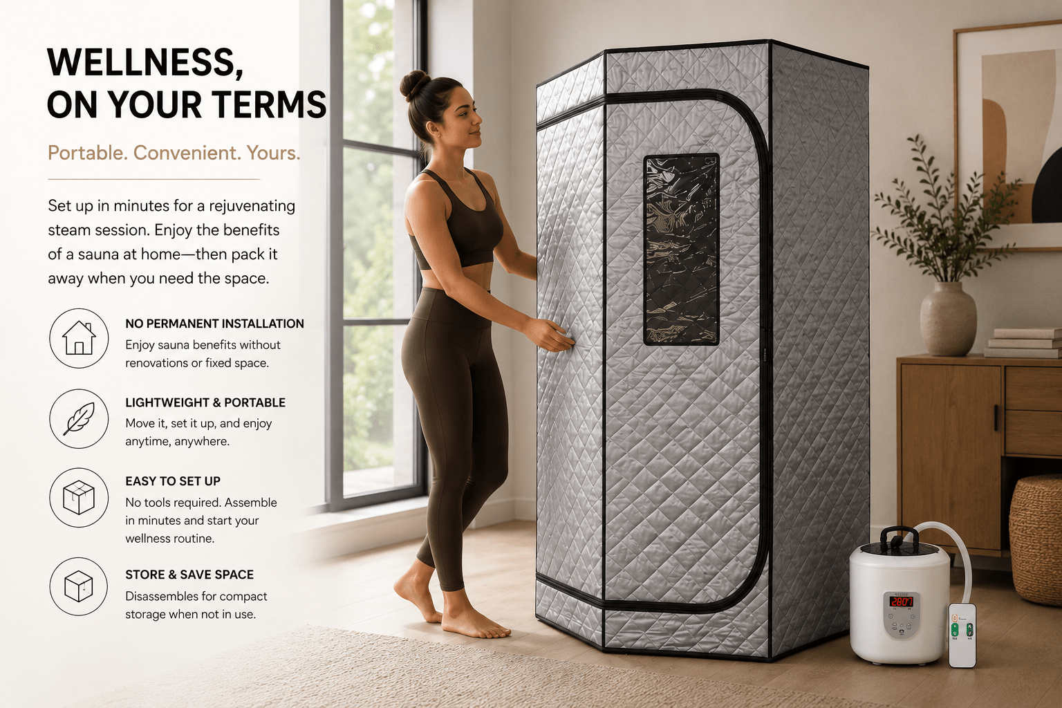Blisspod Portable Full-Body Steam Sauna | 1600W - The Vitality Estate
