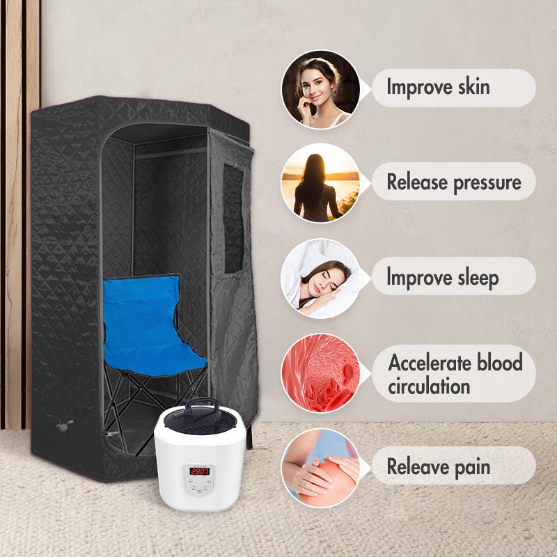 Blisspod Portable Personal Full Body 60 Min Rapid Steam Sauna | Pentagonal | Grey | Powerful 1600 Watts | 3.6L Stronger Steamer | 90X90X190cm - The Vitality Estate