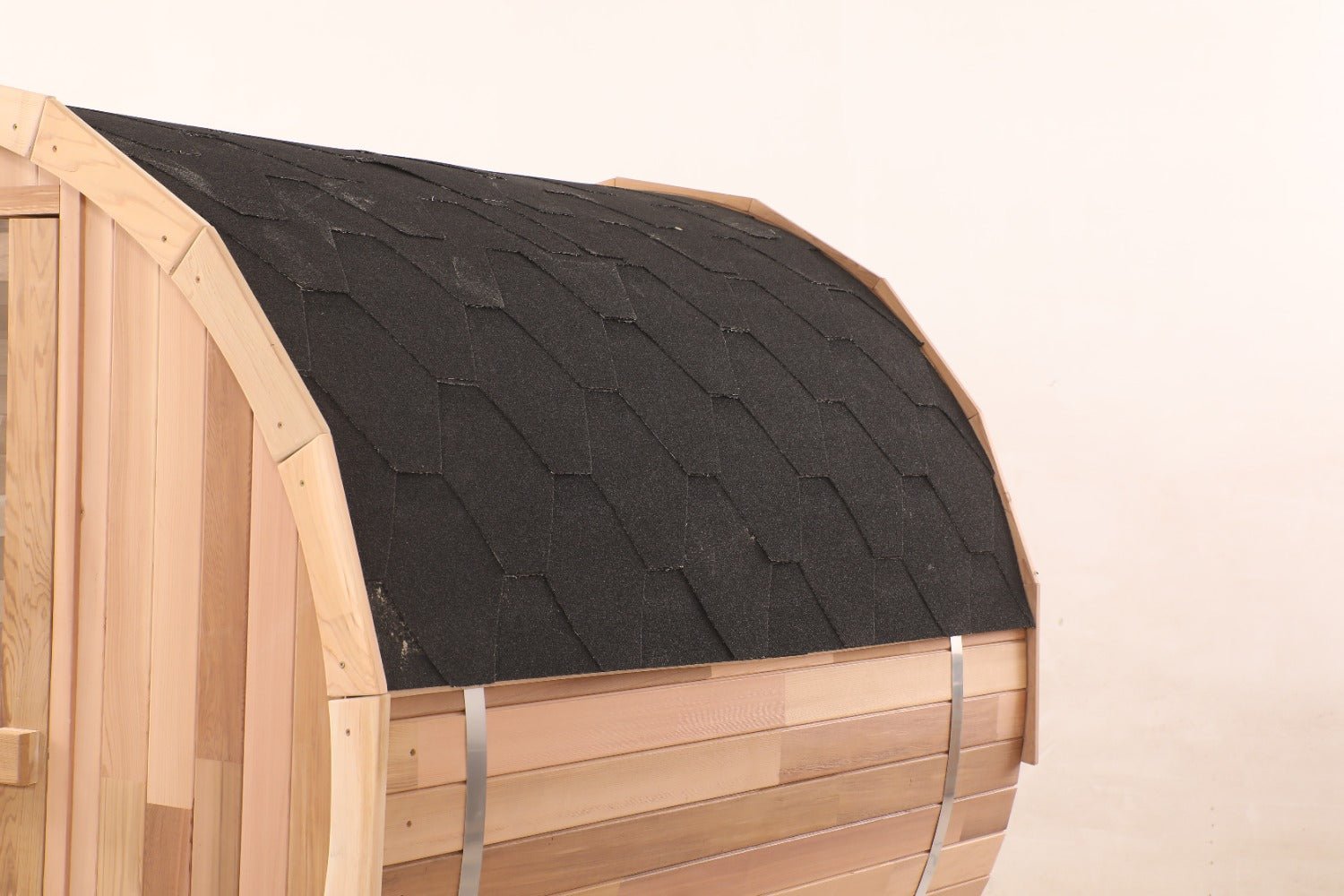 Blisspod, Prague, Canadian Red Cedar Outdoor Steam Barell Sauna, 2-4 / 4-6 persons with Full Glass Back & 2 front Porch seats - The Vitality Estate