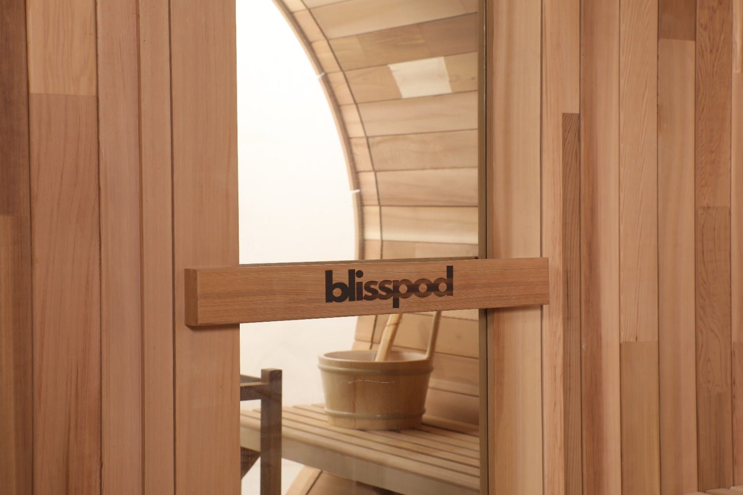 Blisspod | Prague | Canadian Red Cedar Outdoor Steam Barell Sauna | Full Glass Back - The Vitality Estate
