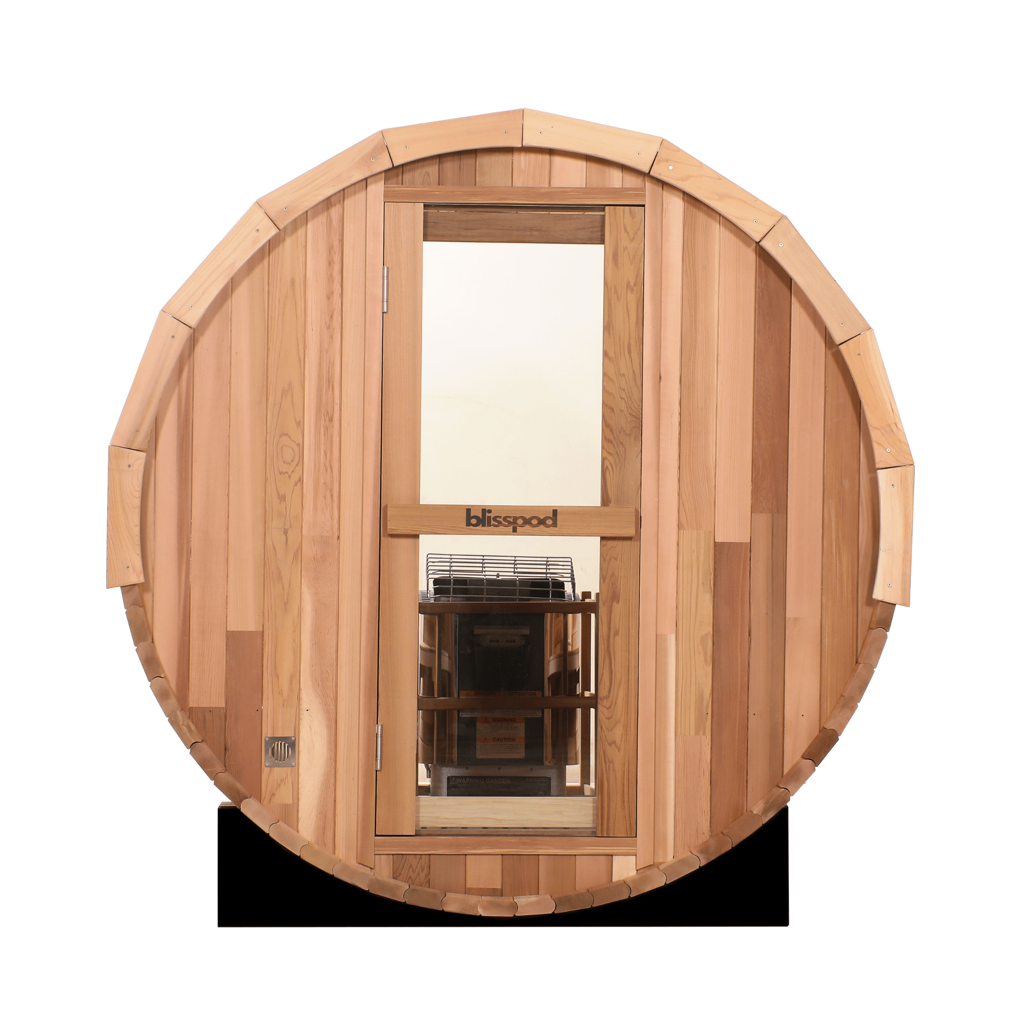 Blisspod | Prague | Canadian Red Cedar Outdoor Steam Barell Sauna | Full Glass Back - The Vitality Estate