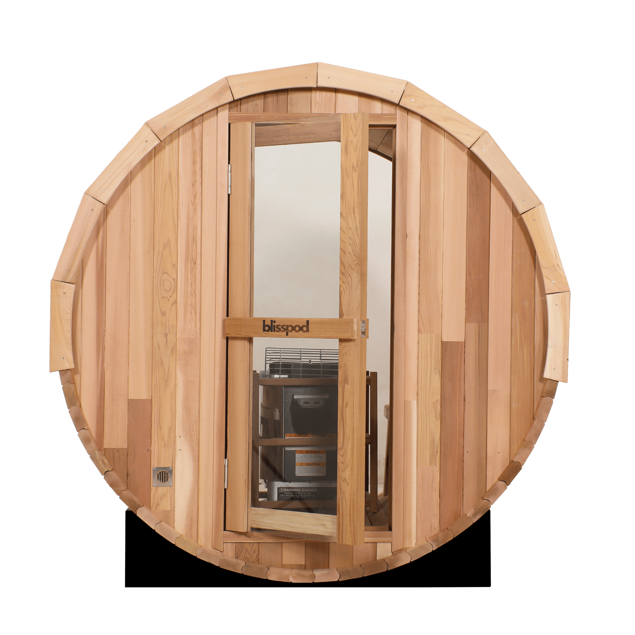 Blisspod | Prague | Canadian Red Cedar Outdoor Steam Barell Sauna | Full Glass Back - The Vitality Estate