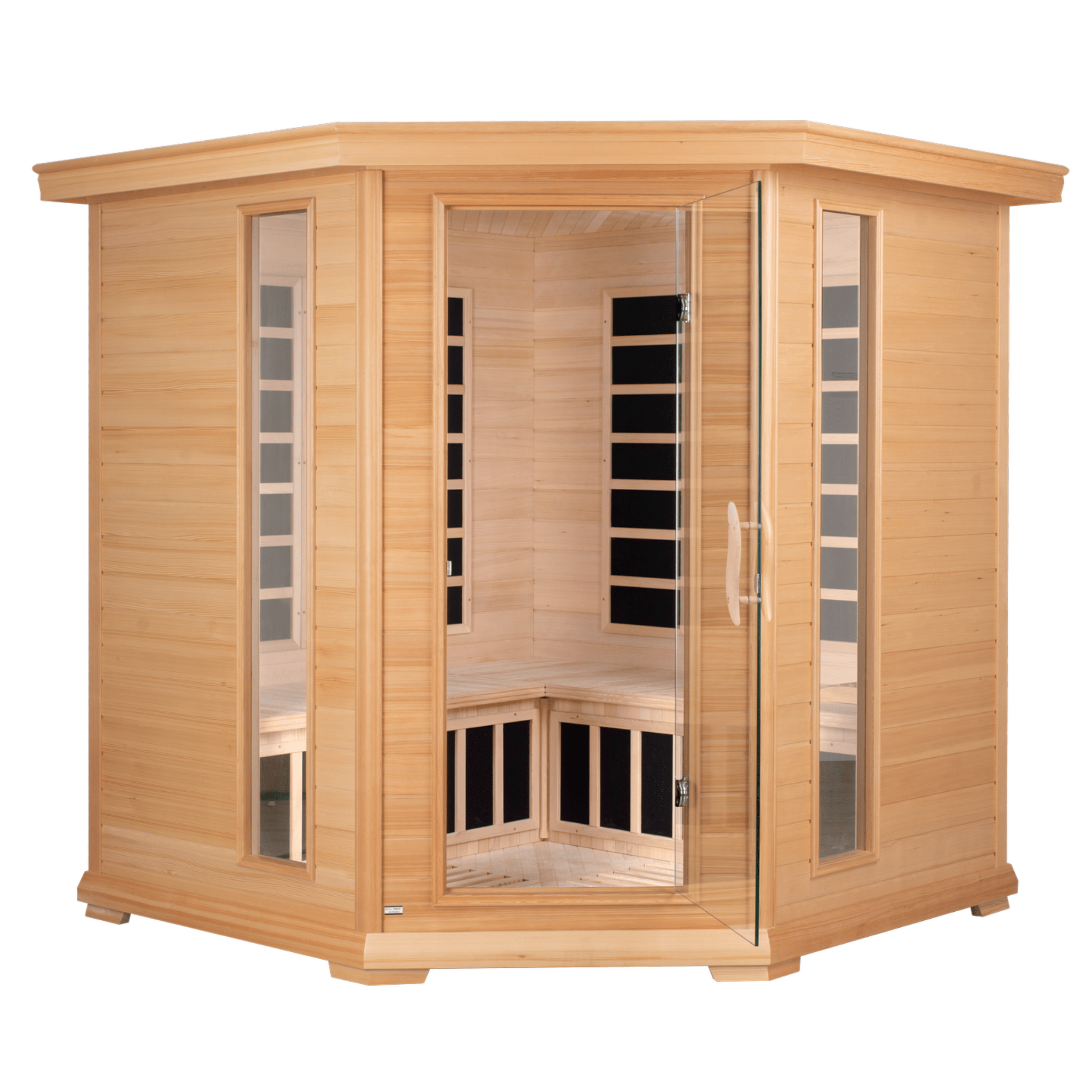 Blisspod, Vienna, Corner Spacious Far Infrared Sauna Canadian Hemlock Ultra Low EMF, 12 Heaters, 4-5 Persons - The Vitality Estate