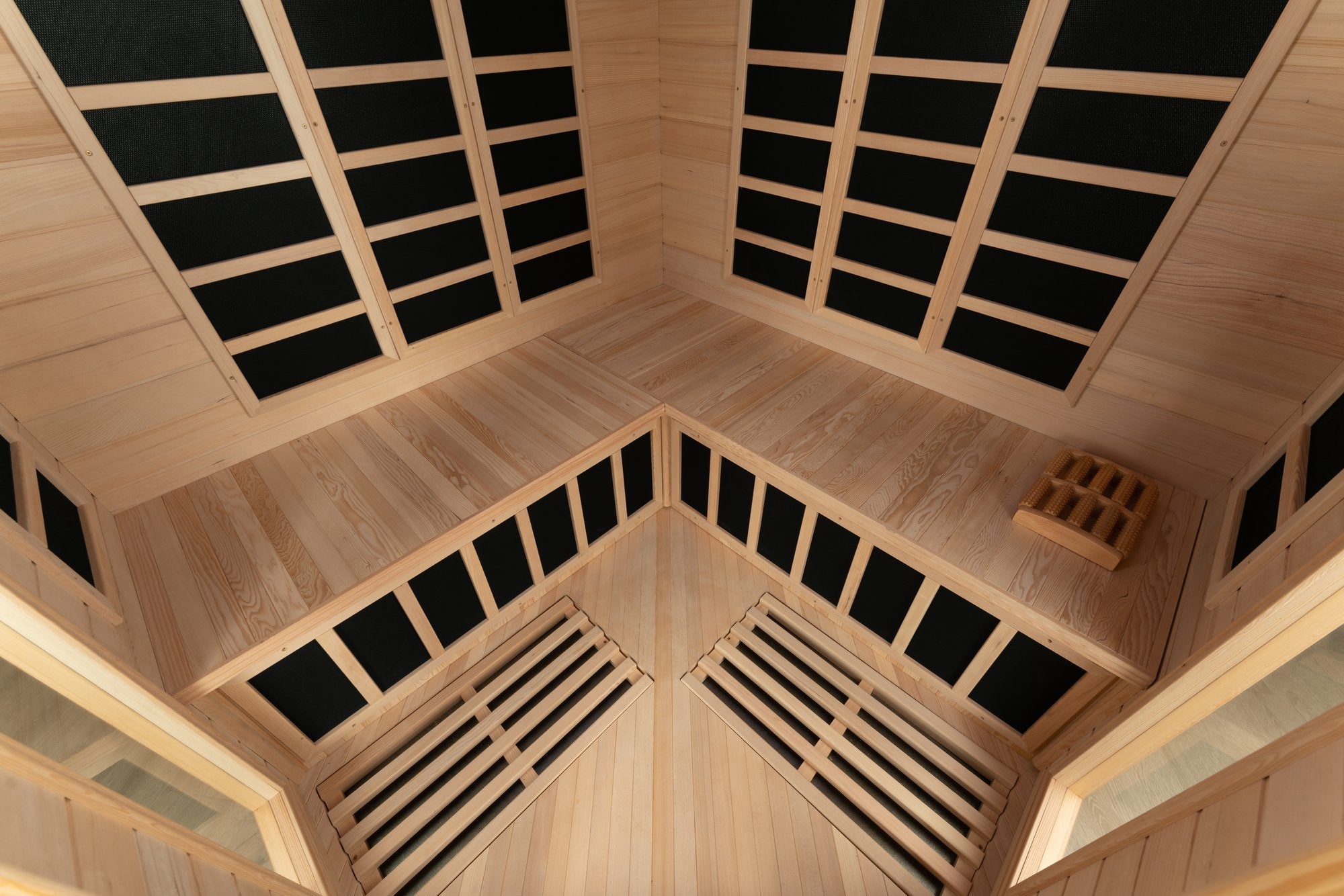 Blisspod, Vienna, Corner Spacious Far Infrared Sauna Canadian Hemlock Ultra Low EMF, 12 Heaters, 4-5 Persons - The Vitality Estate