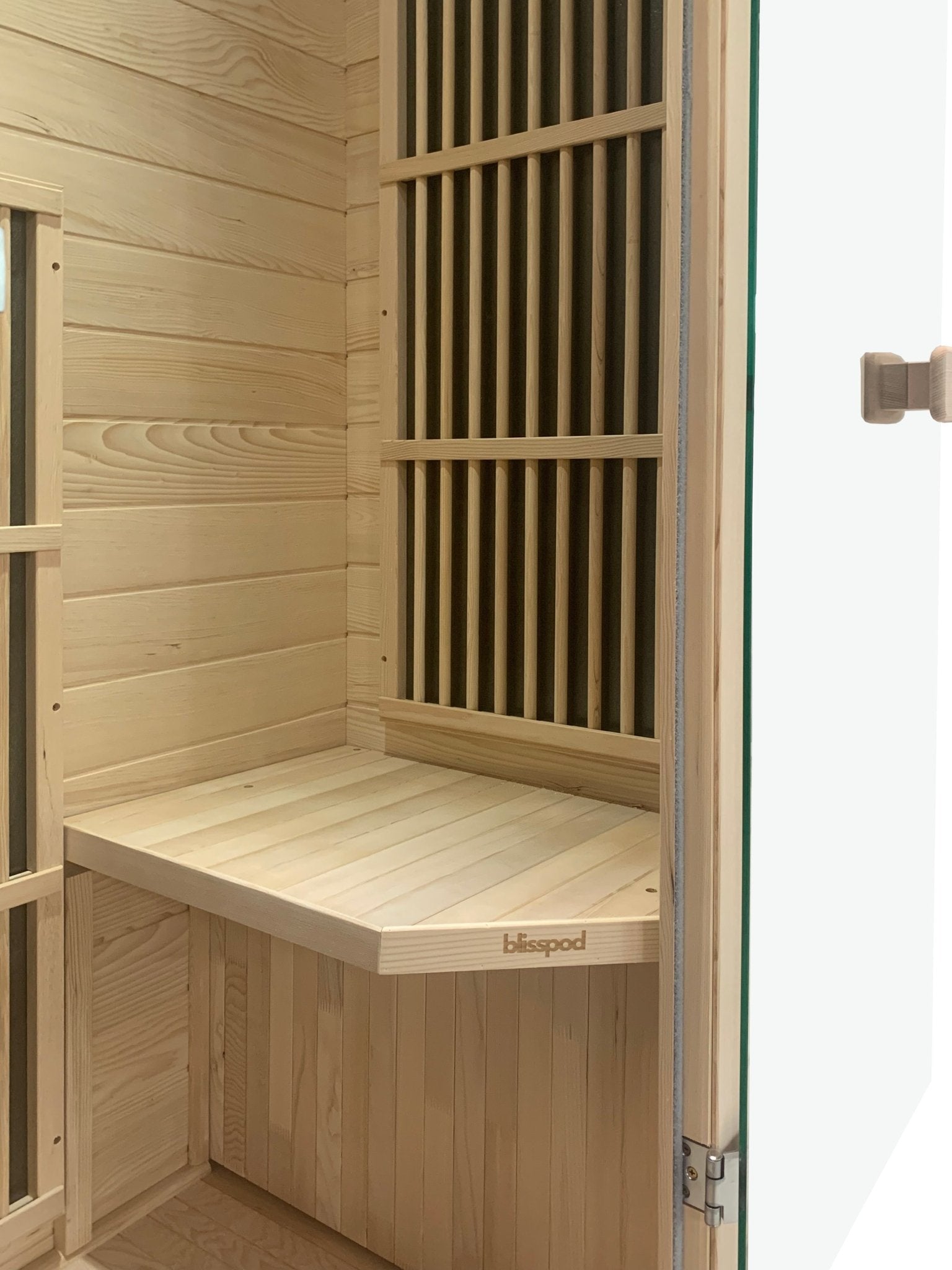 Blisspod | Vienna | Far Infrared Sauna | Canadian Hemlock Very Low EMF | 72.8"H x 35.4"W x 25.6"D | 1 Person - The Vitality Estate