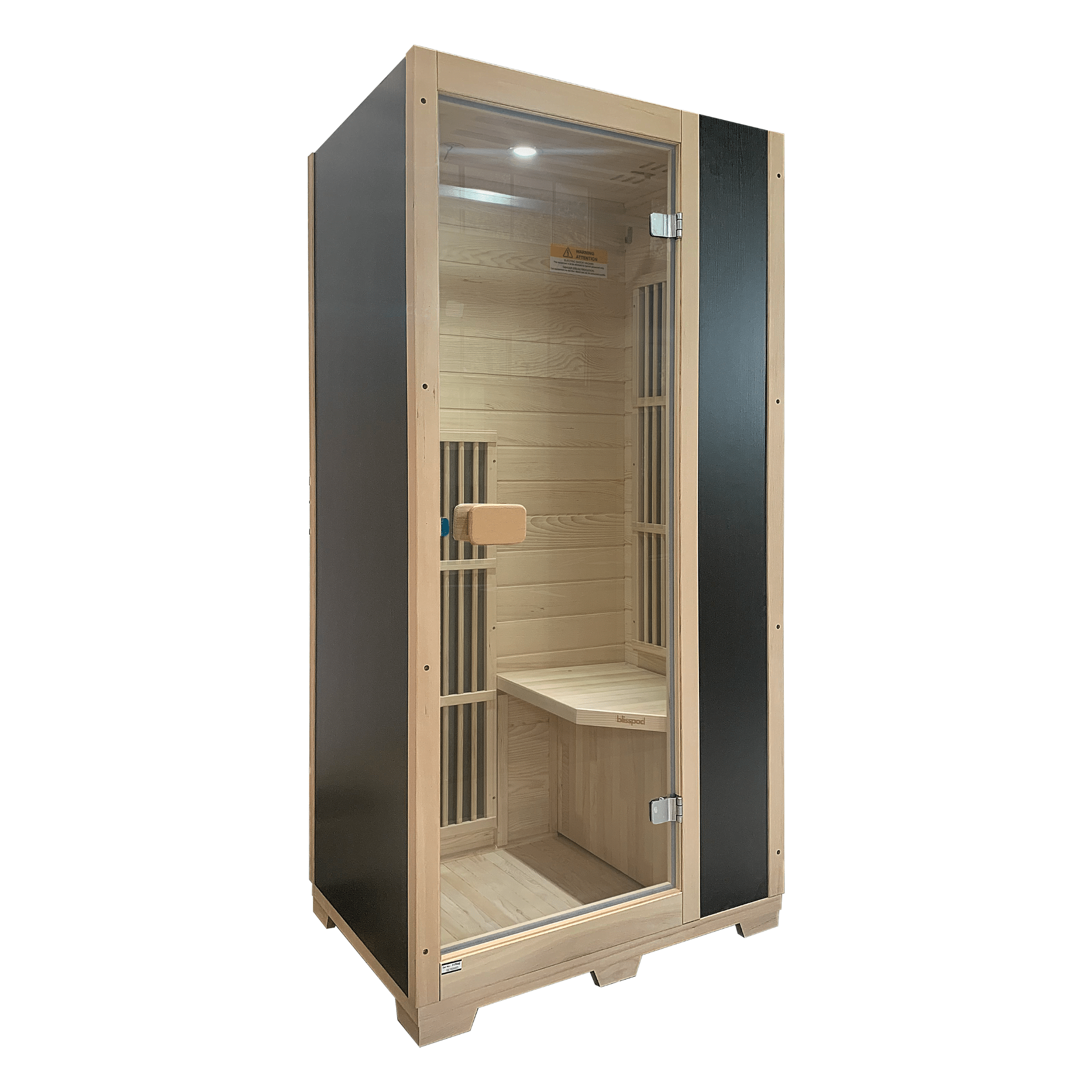 Blisspod | Vienna | Far Infrared Sauna | Canadian Hemlock Very Low EMF | 72.8"H x 35.4"W x 25.6"D | 1 Person - The Vitality Estate