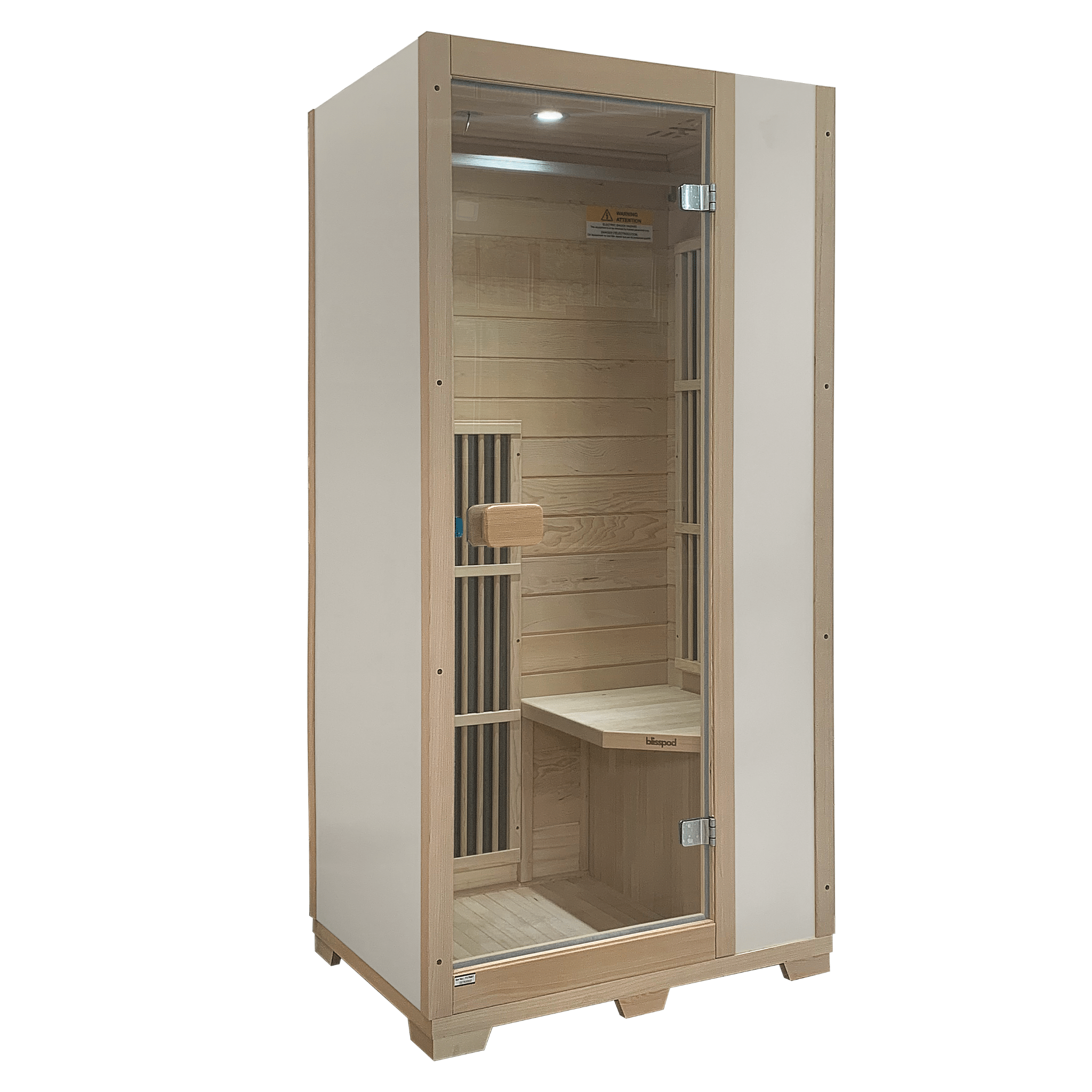 Blisspod | Vienna | Far Infrared Sauna | Canadian Hemlock Very Low EMF | 72.8"H x 35.4"W x 25.6"D | 1 Person - The Vitality Estate