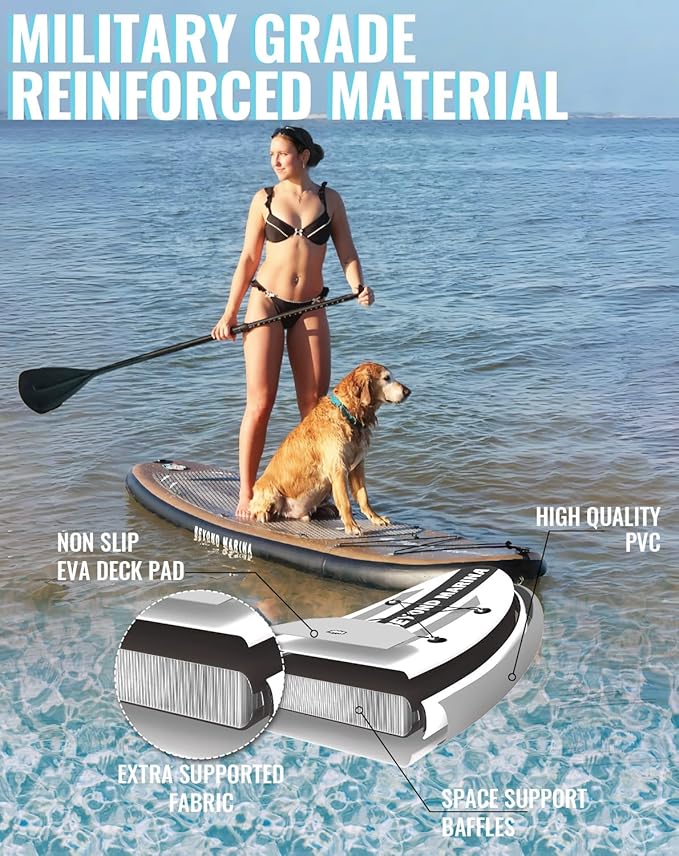 BM Paddle Board Inflatable Stand Up Paddle Board, SUP Paddleboard for Adult, Premium Accessories | Non-Slip EVA Deck & Foam Handles, Camera Mount, Double Action Pump, 85L Travel Backpack - The Vitality Estate