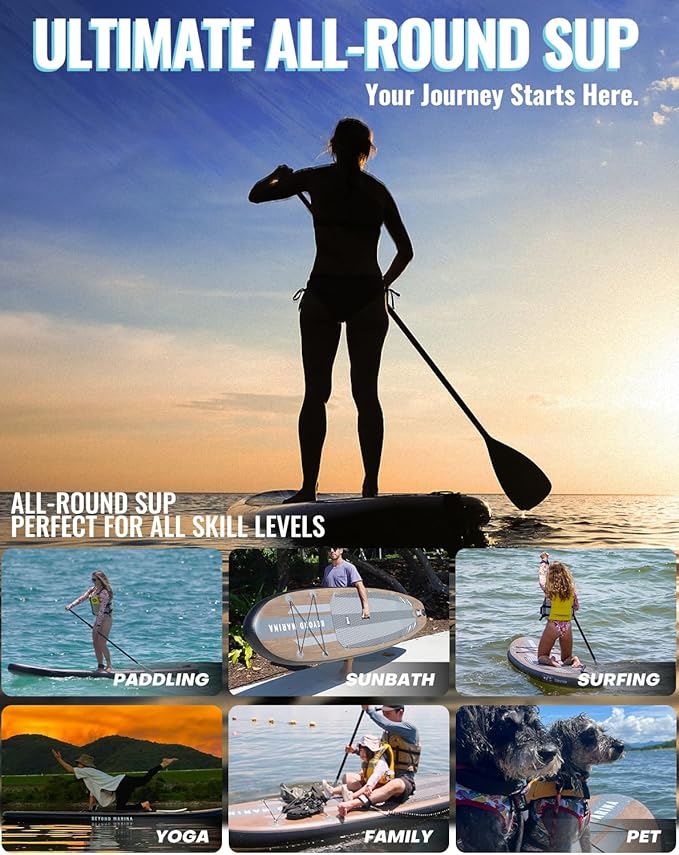 BM Paddle Board Inflatable Stand Up Paddle Board, SUP Paddleboard for Adult, Premium Accessories | Non-Slip EVA Deck & Foam Handles, Camera Mount, Double Action Pump, 85L Travel Backpack - The Vitality Estate