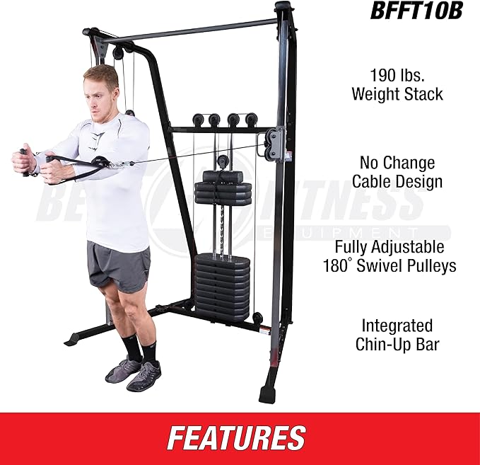 Body-Solid Best Fitness Functional Trainer Cable Machine, Full Body Workout Weight Stacks, Chest and Shoulder Exercise Home Gym LAT Pulldown Machines with 190lb Weights Stack, Midnight Black - The Vitality Estate
