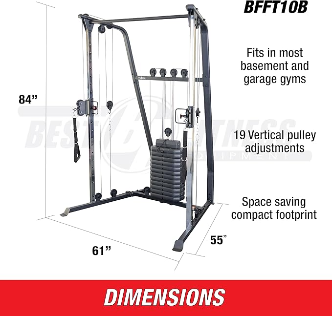 Body-Solid Best Fitness Functional Trainer Cable Machine, Full Body Workout Weight Stacks, Chest and Shoulder Exercise Home Gym LAT Pulldown Machines with 190lb Weights Stack, Midnight Black - The Vitality Estate