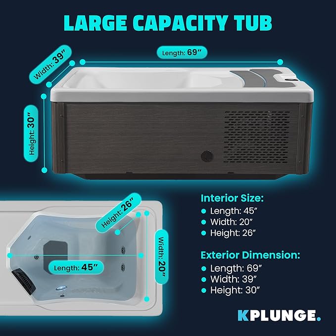 Borealis 69-in. All-in-One Cold Plunge and Hot Tub with Built-in Chiller | Acrylic Interior with 2 Jets, Bluetooth Speakers, Lights, WiFi App Control Chiller for Indoor/Outdoor Use – White - The Vitality Estate